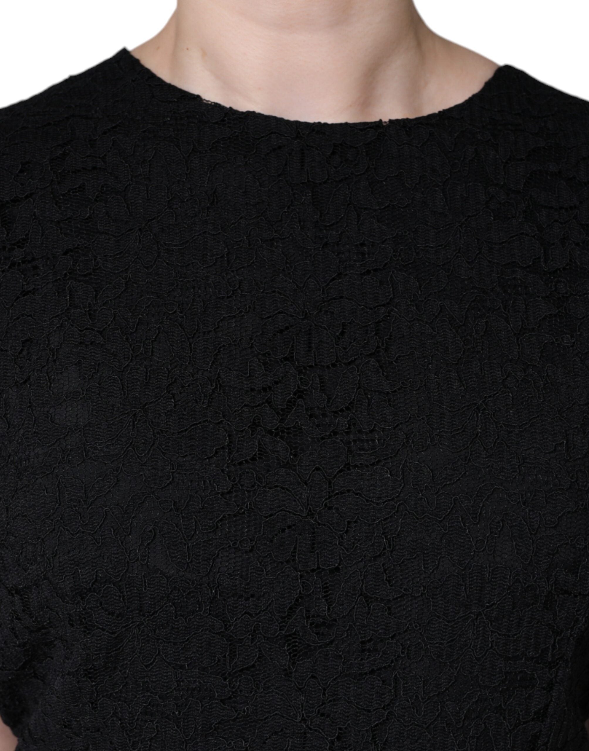 Vestido tubo de algodón negro de Dolce & Gabbana hasta la rodilla-5