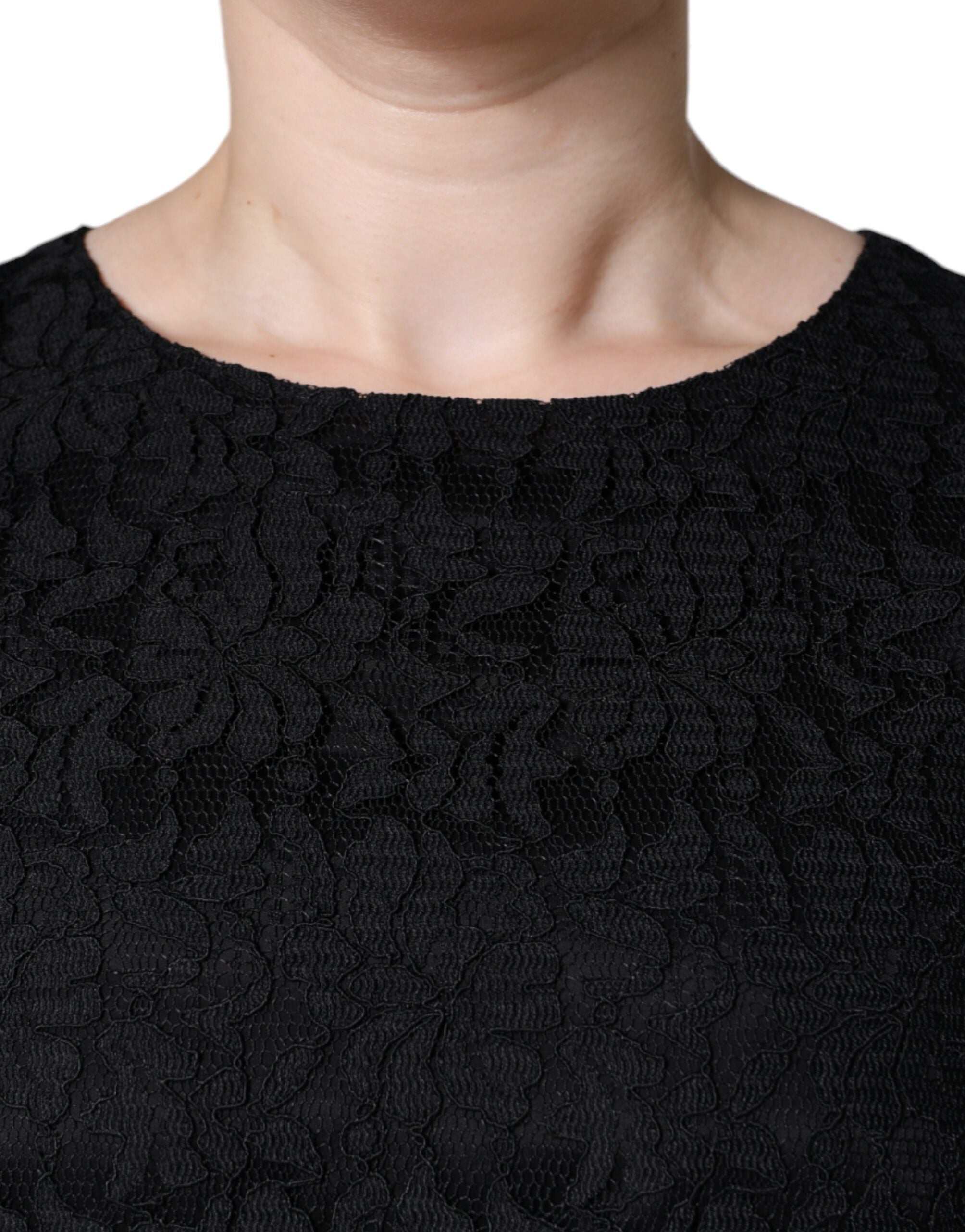 Dolce & Gabbana Black floral sleeveless lace mini dress-5