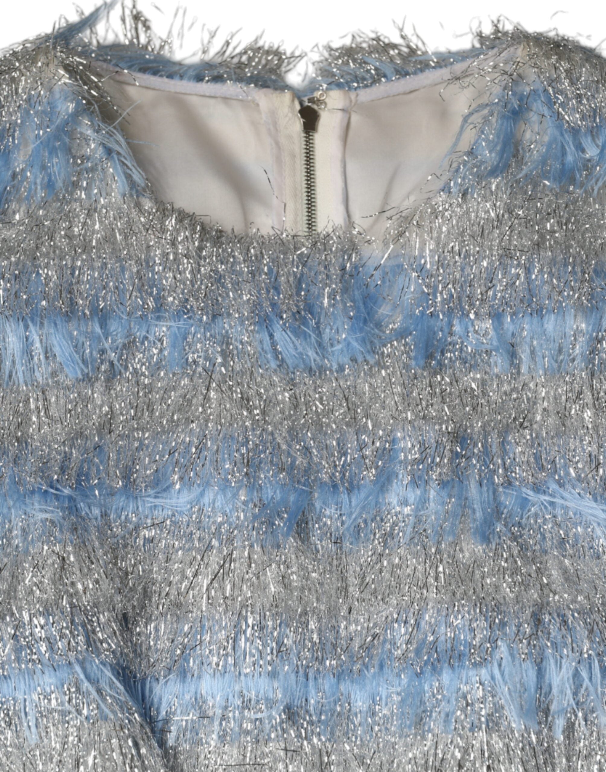 Dolce & Gabbana light blue and silver jacquard A-line midi dress-6