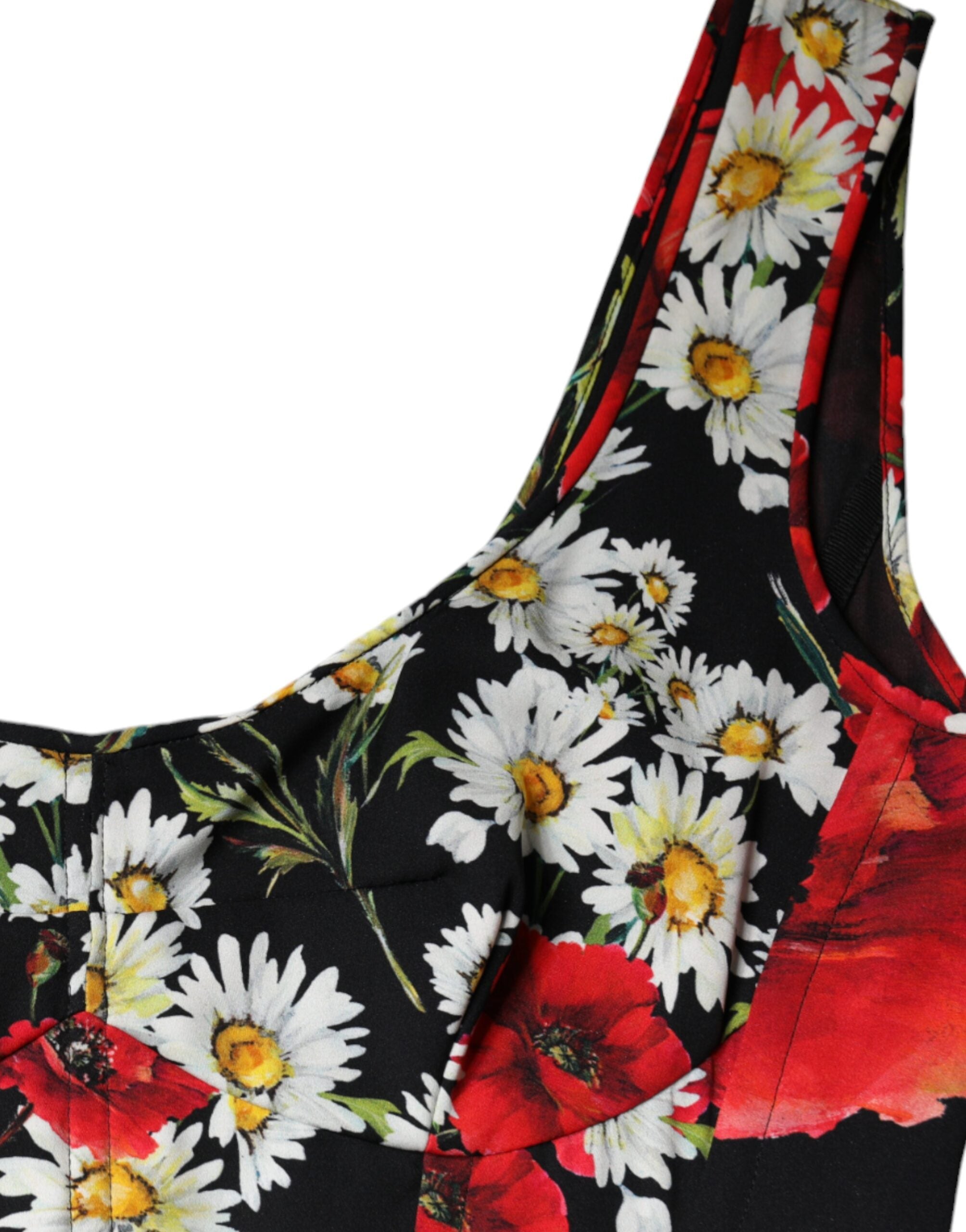 Dolce & Gabbana Black floral sleeveless long silk dress-7