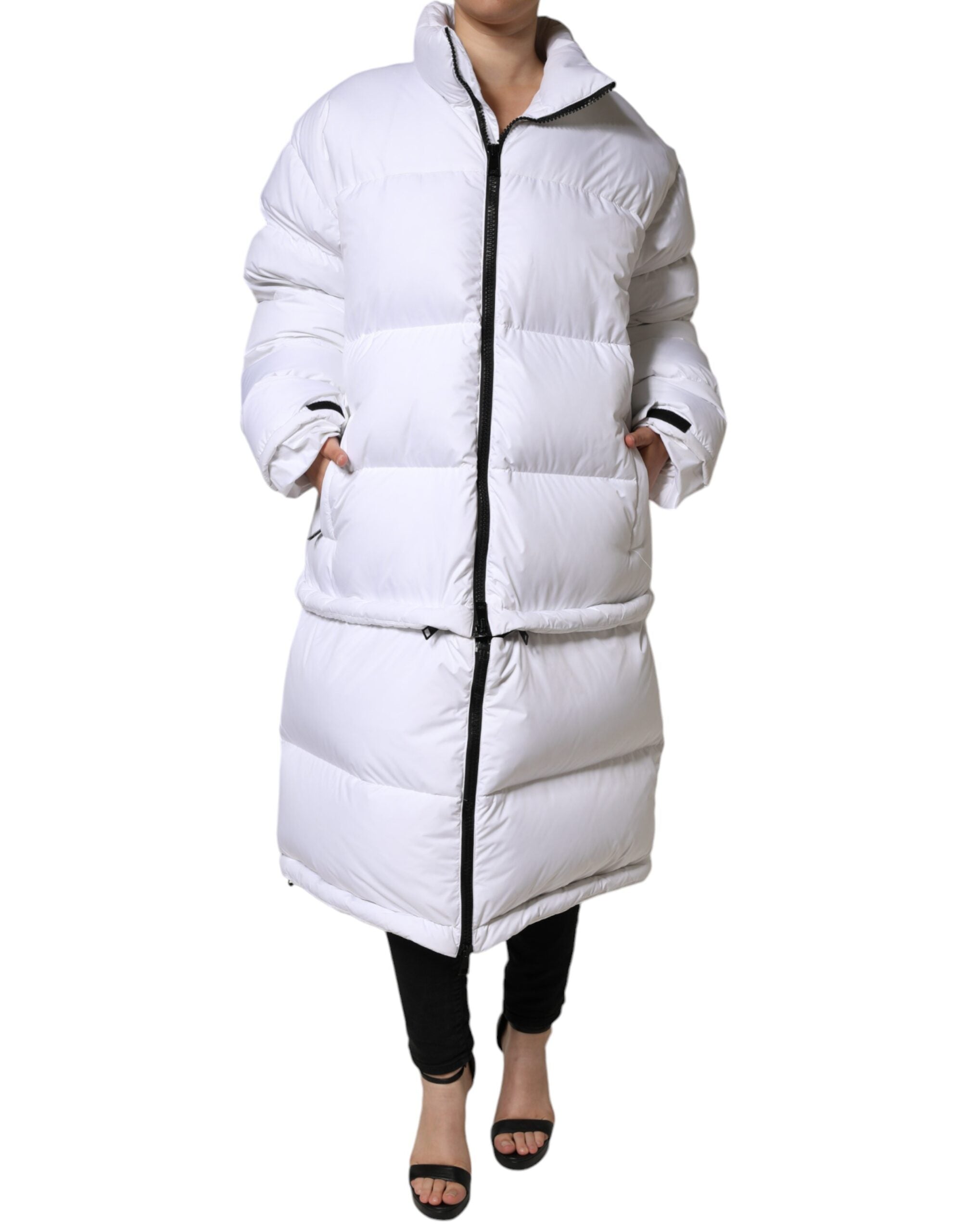 Dolce & Gabbana White Puffer Quilted Coat Jacket with Full Zip-2