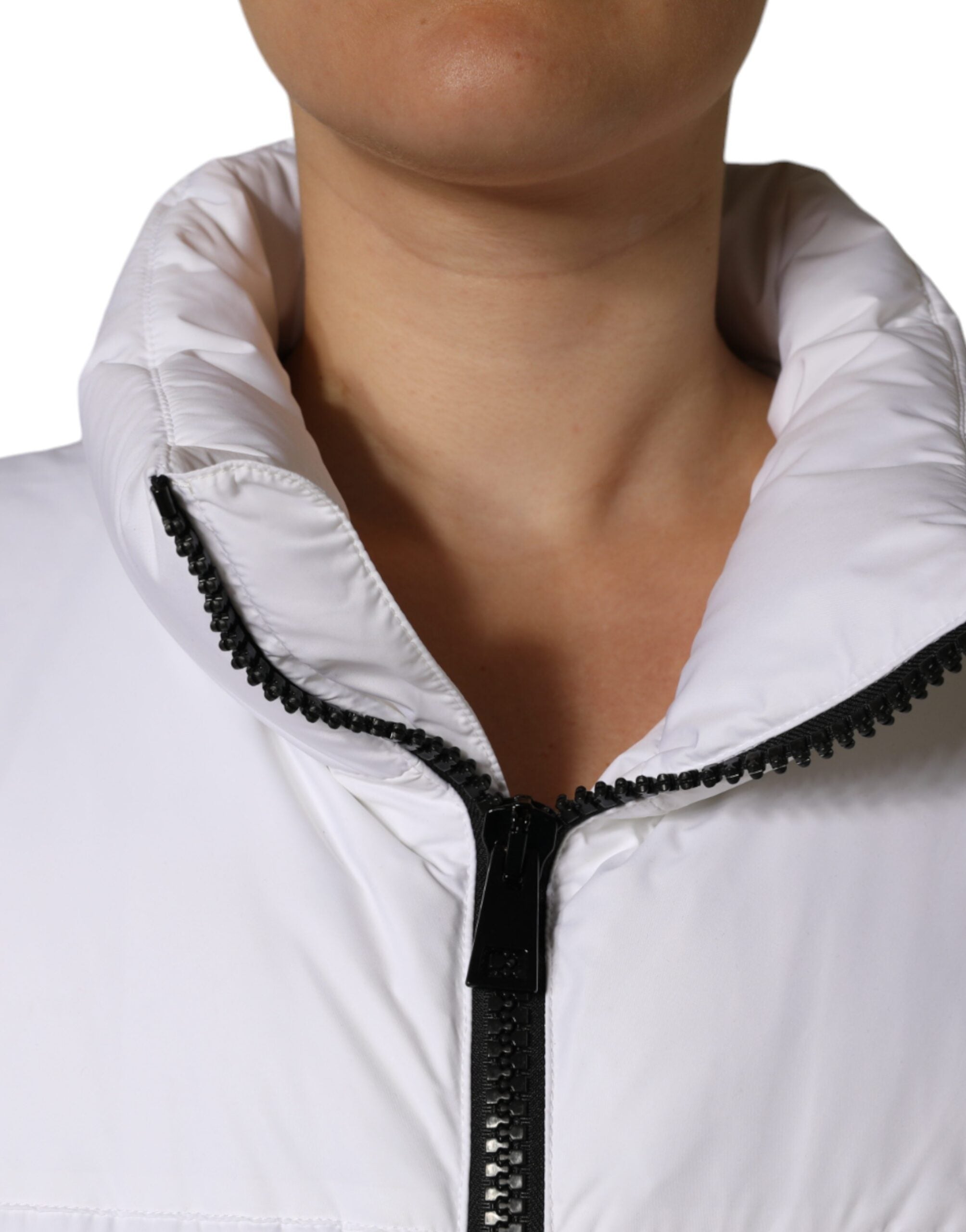 Dolce & Gabbana White Puffer Quilted Coat Jacket with Full Zip-5
