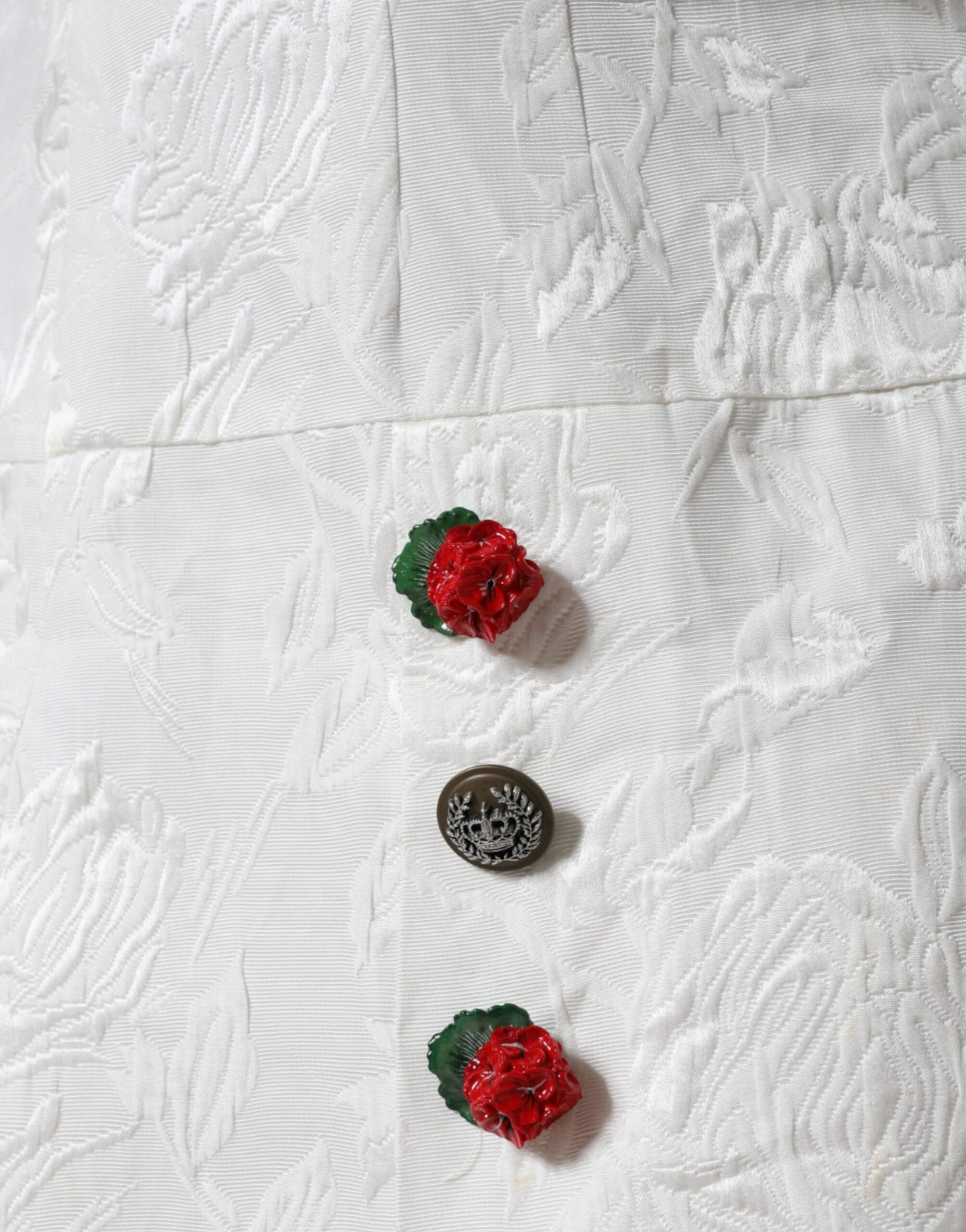 Dolce & Gabbana Weißer floraler Brokat-Minirock mit Verzierungen-5