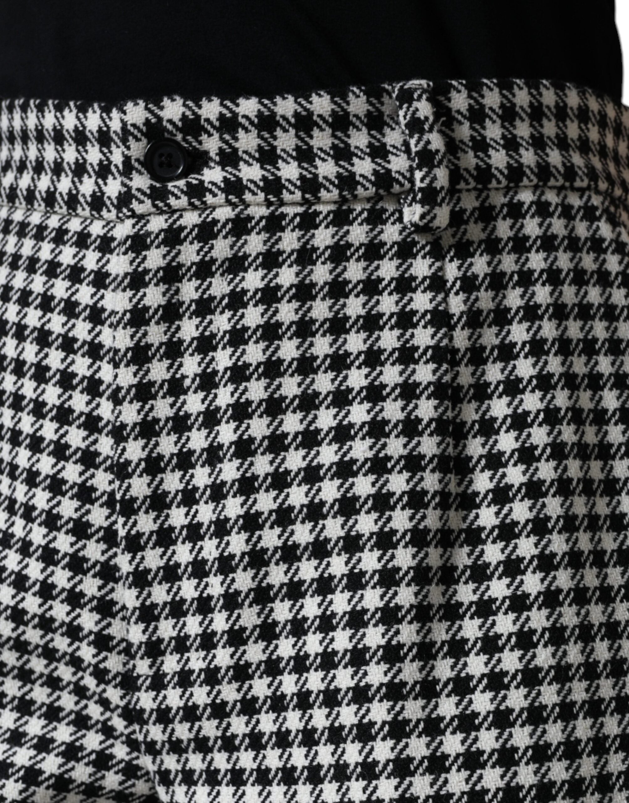 Dolce & Gabbana Schwarz-weiße Hahnentritt-Hose mit weitem Bein-5