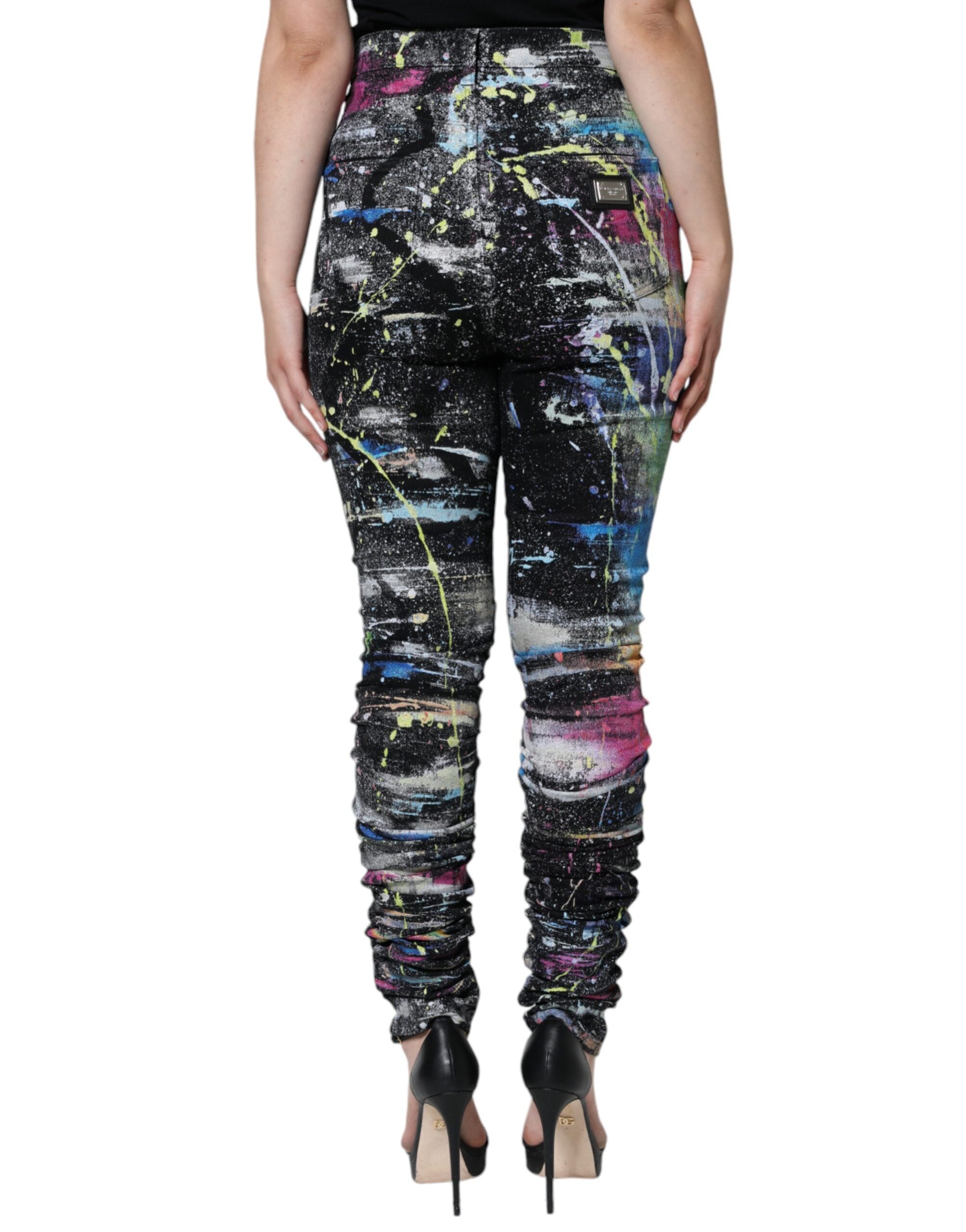 Dolce & Gabbana Multicolor Splatter Paint Cotton Skinny Denim Jeans-4