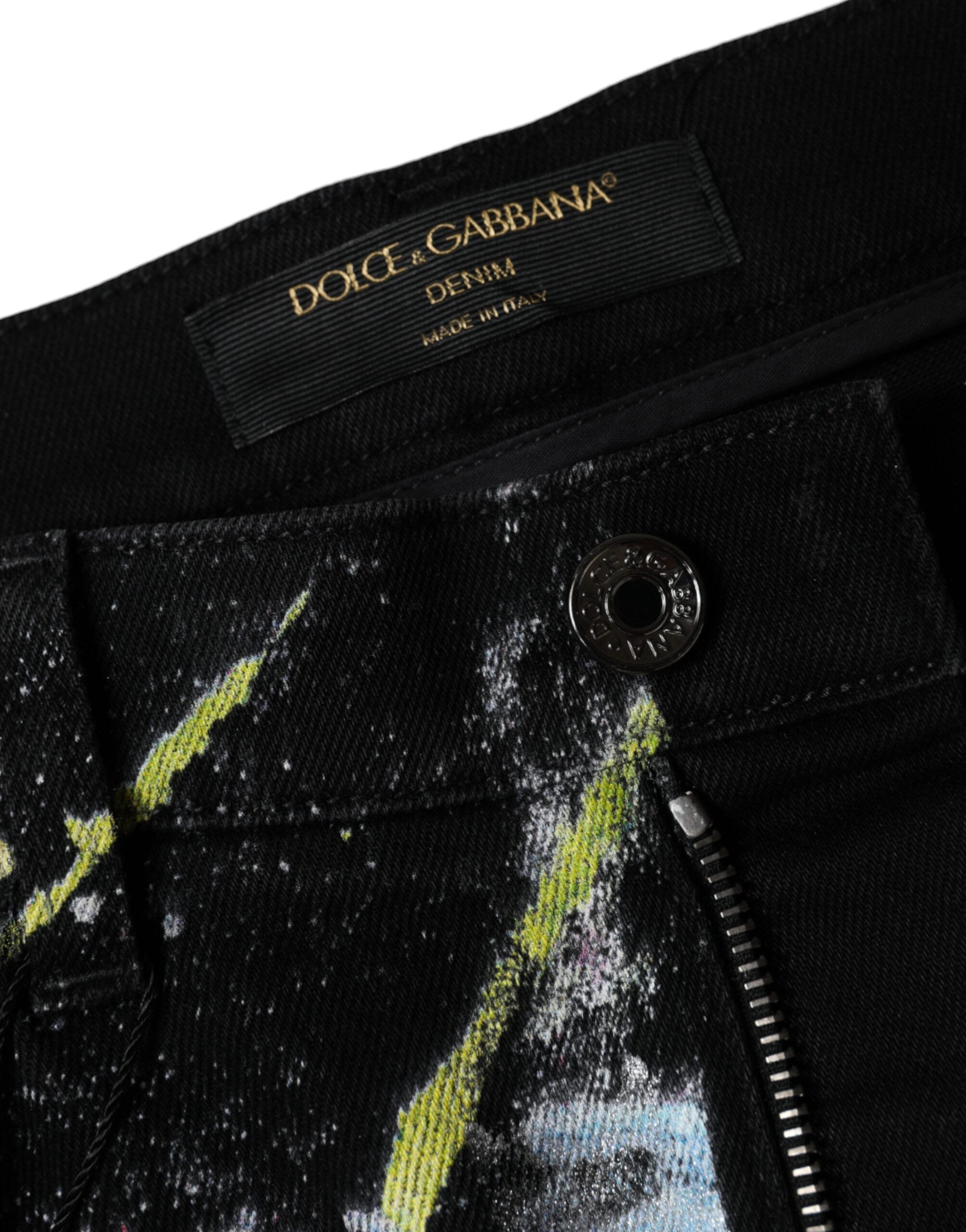 Dolce & Gabbana Multicolor Splatter Paint Cotton Skinny Denim Jeans-6