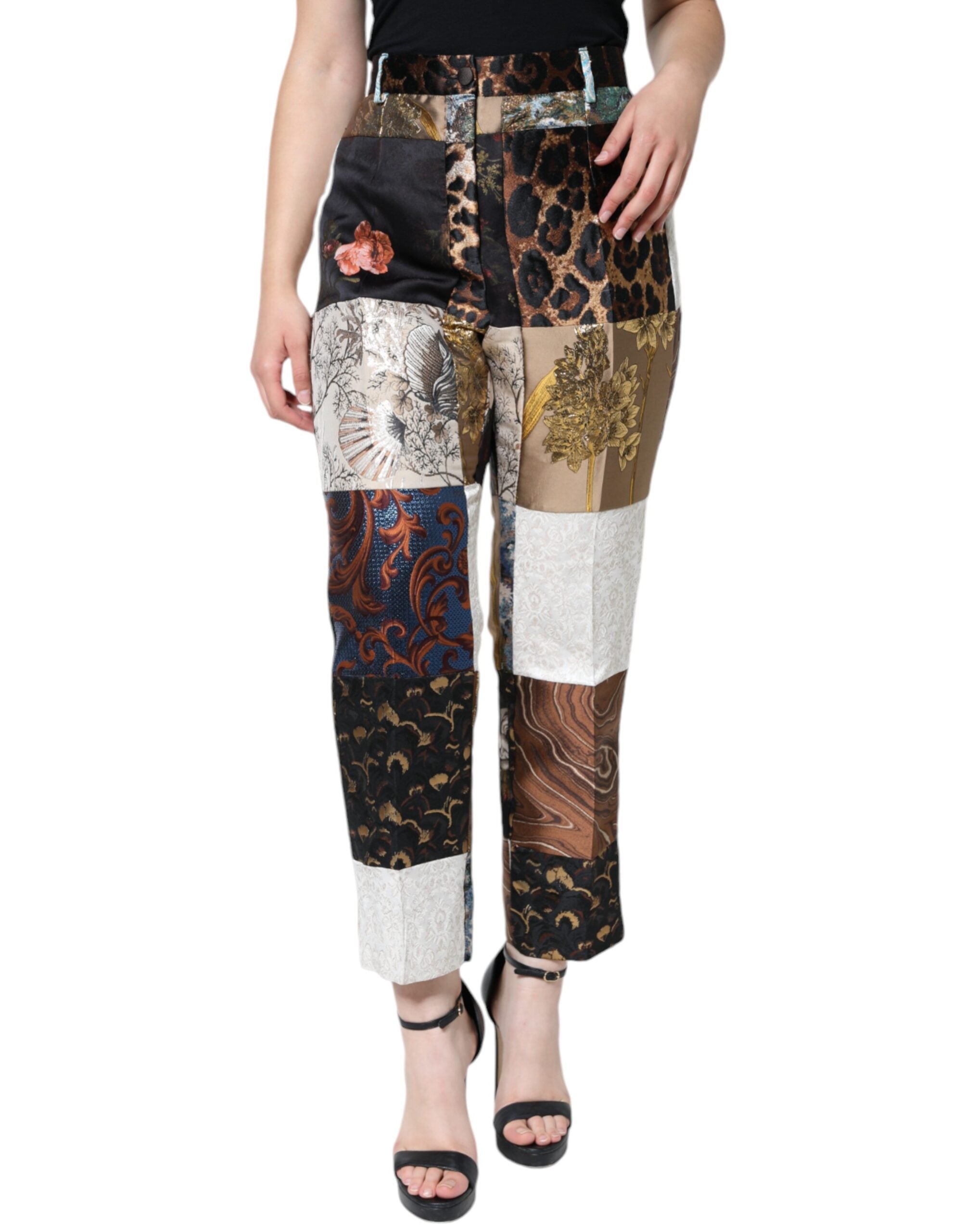 Dolce & Gabbana Multicolor Patchwork Jacquard High-Waisted Trousers-2