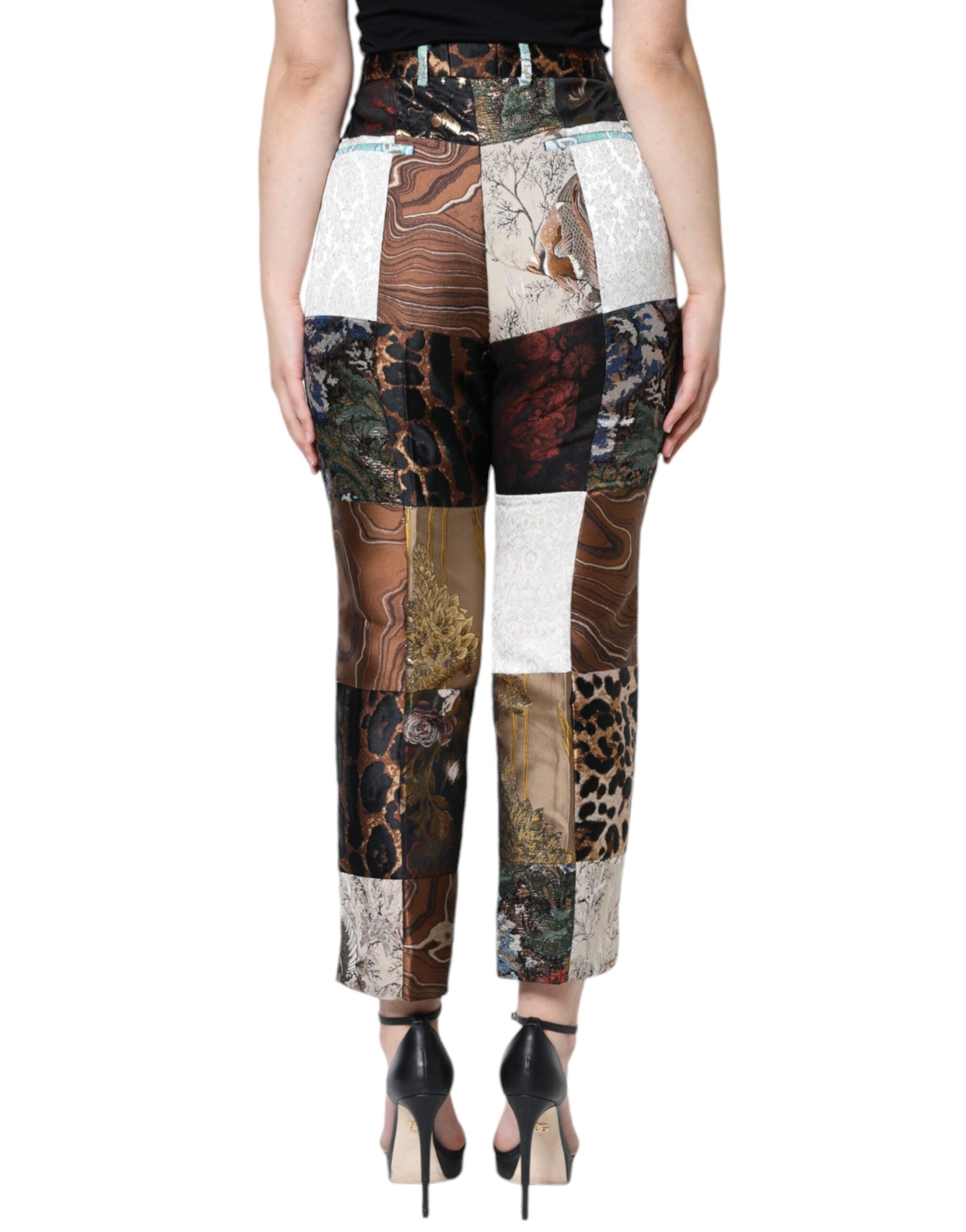 Dolce & Gabbana Multicolor Patchwork Jacquard High-Waisted Trousers-4