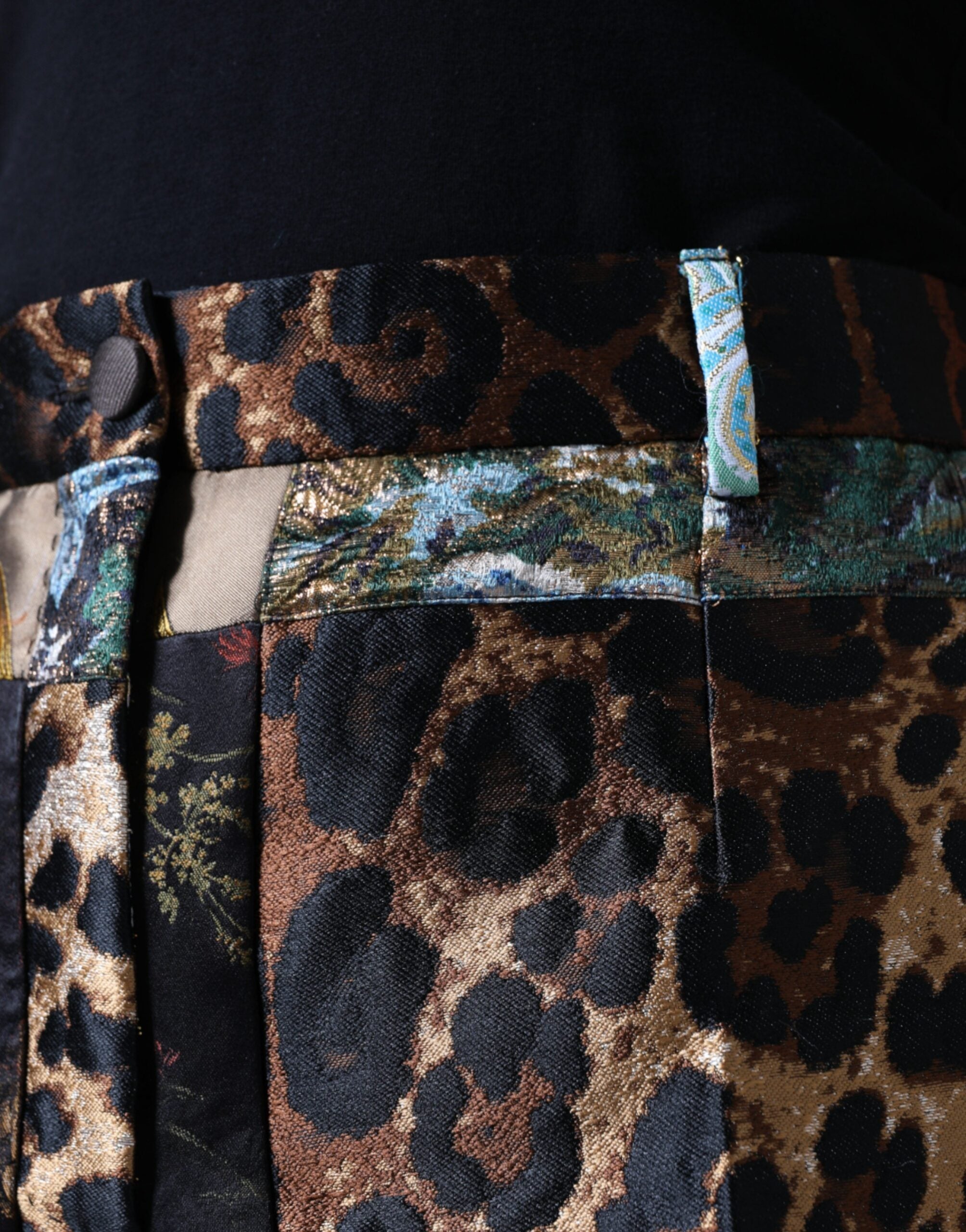 Dolce & Gabbana Multicolor Patchwork Jacquard High-Waisted Trousers-5