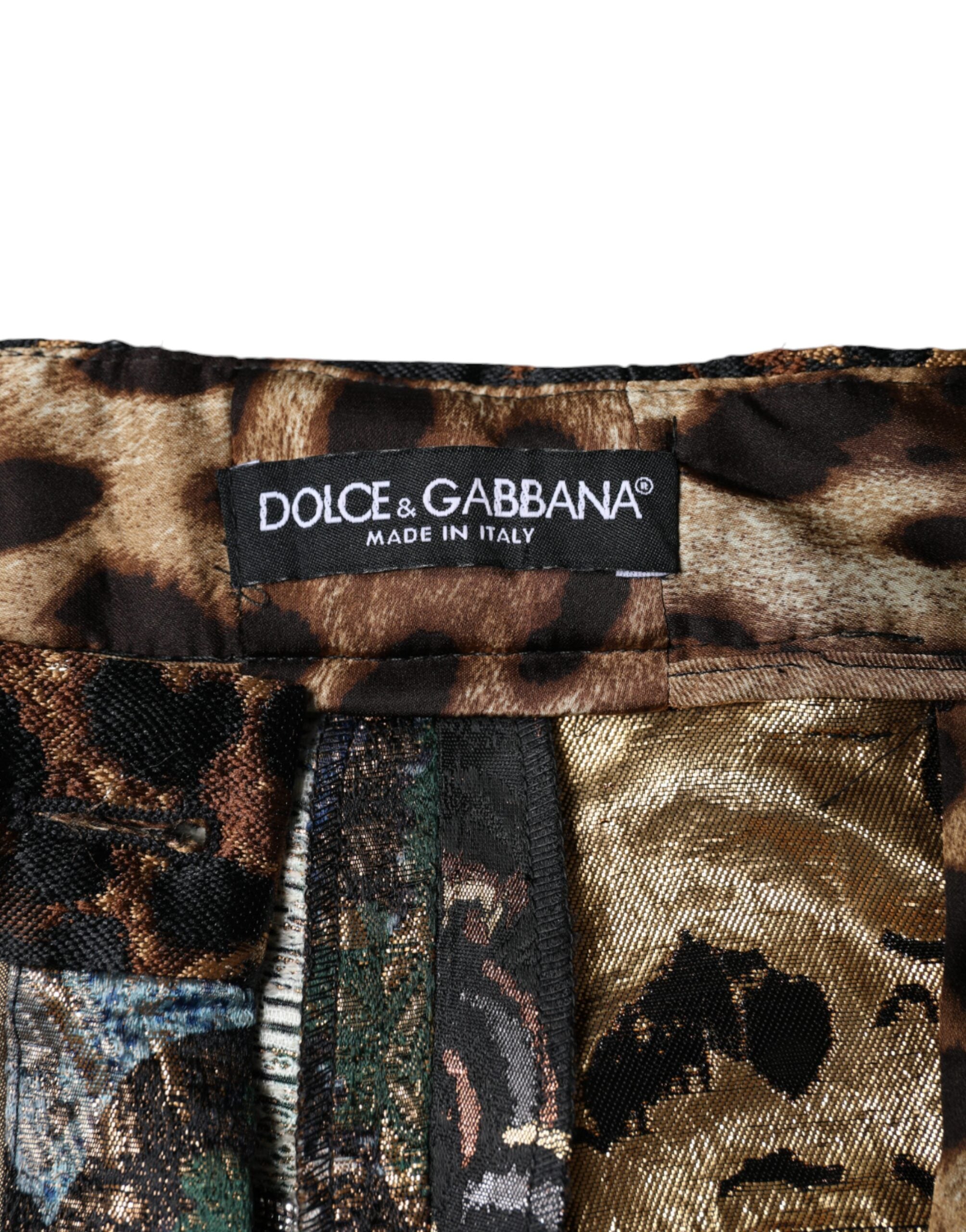 Dolce & Gabbana Multicolor Patchwork Jacquard High-Waisted Trousers-7