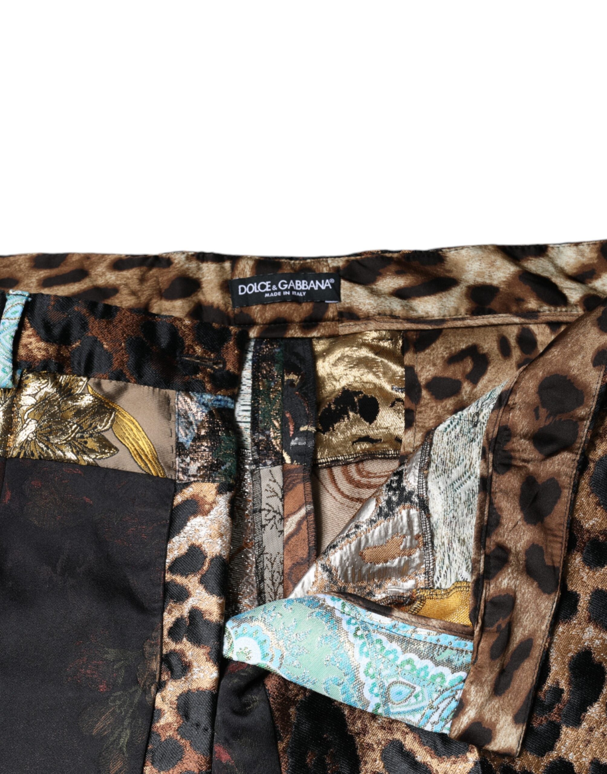 Dolce & Gabbana Multicolor Patchwork Jacquard High-Waisted Trousers-8
