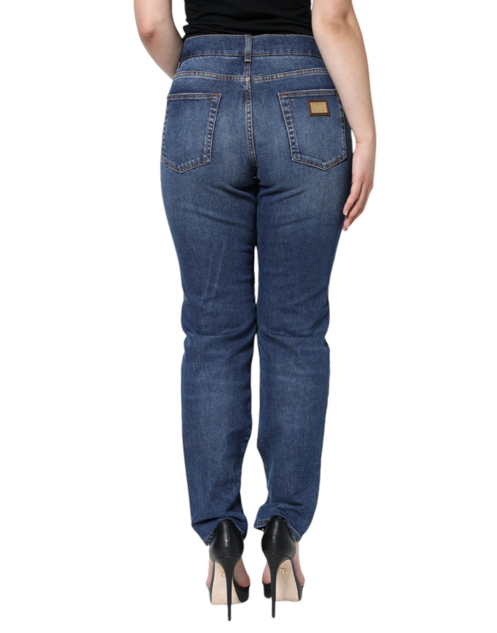 Dolce & Gabbana Black Floral Skinny Denim Jeans with Lace-5