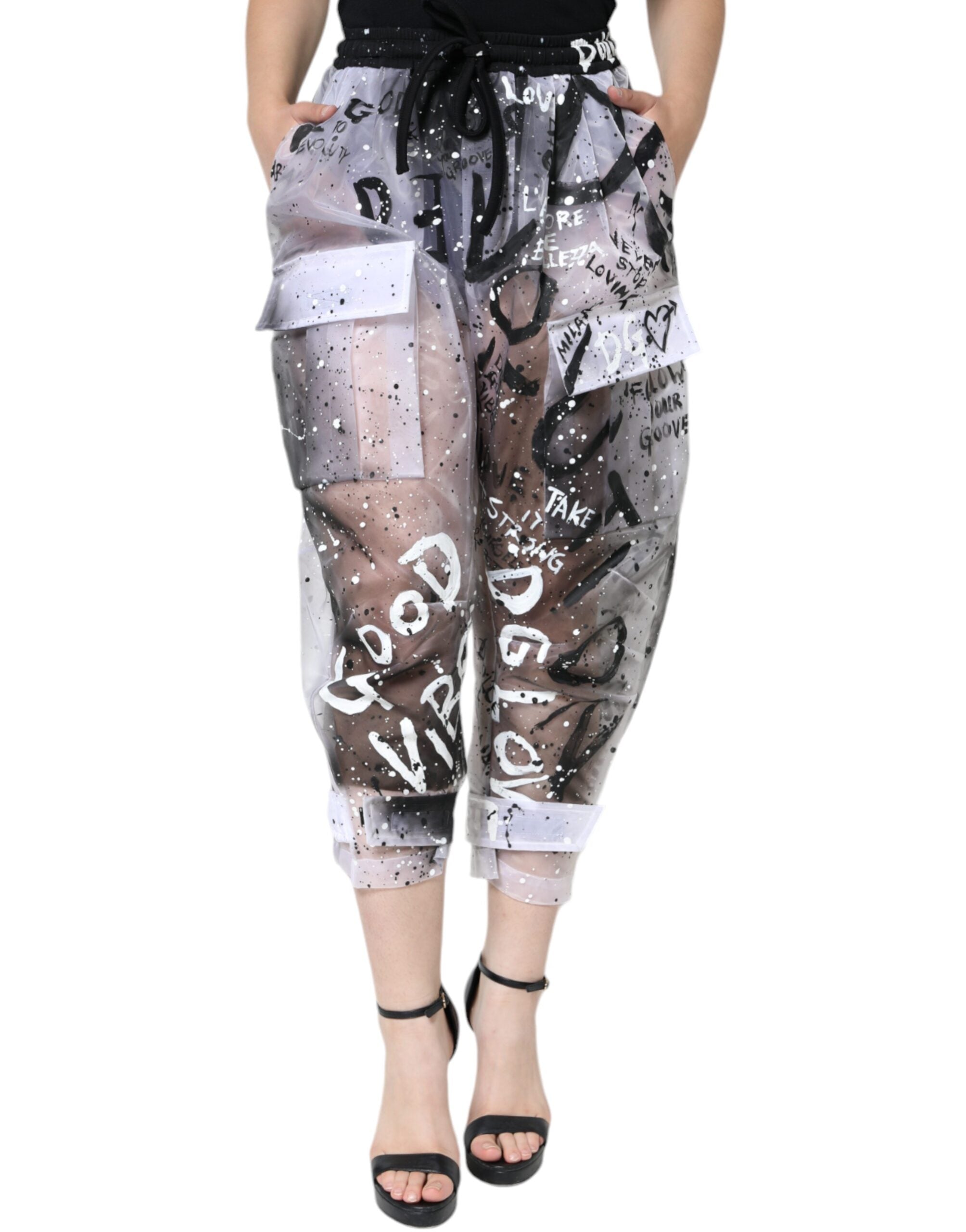 Pantalones cargo cortos con logo transparente en blanco de Dolce & Gabbana-1