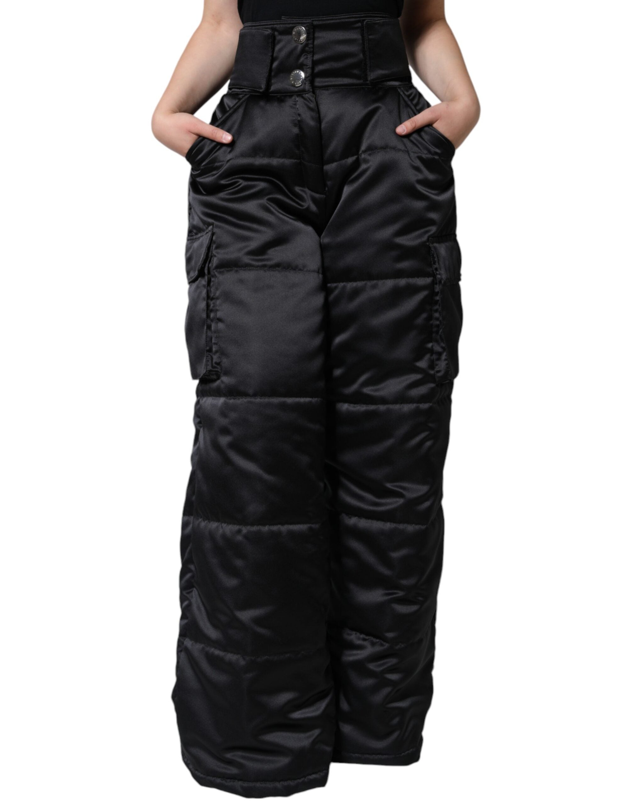 Dolce & Gabbana Black Quilted High-Waisted Boot Cut Pants for Women-1
