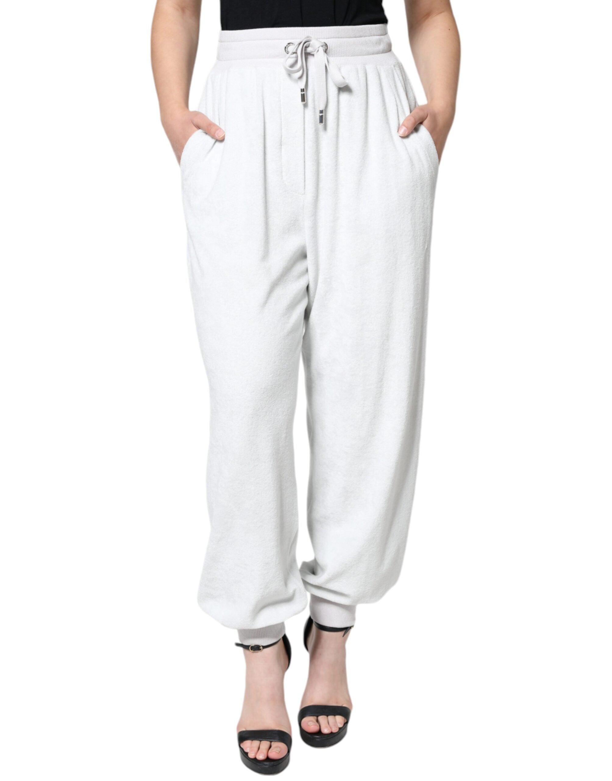 Dolce & Gabbana White Nylon Jogger Sweatpants-1
