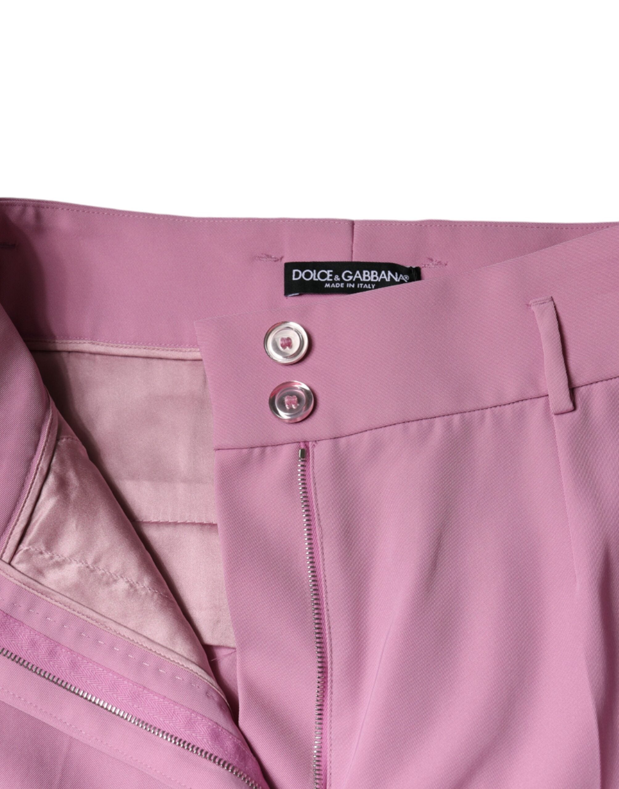 Dolce & Gabbana Pink High-Waisted and Tapered Polyester Trousers for Women-5
