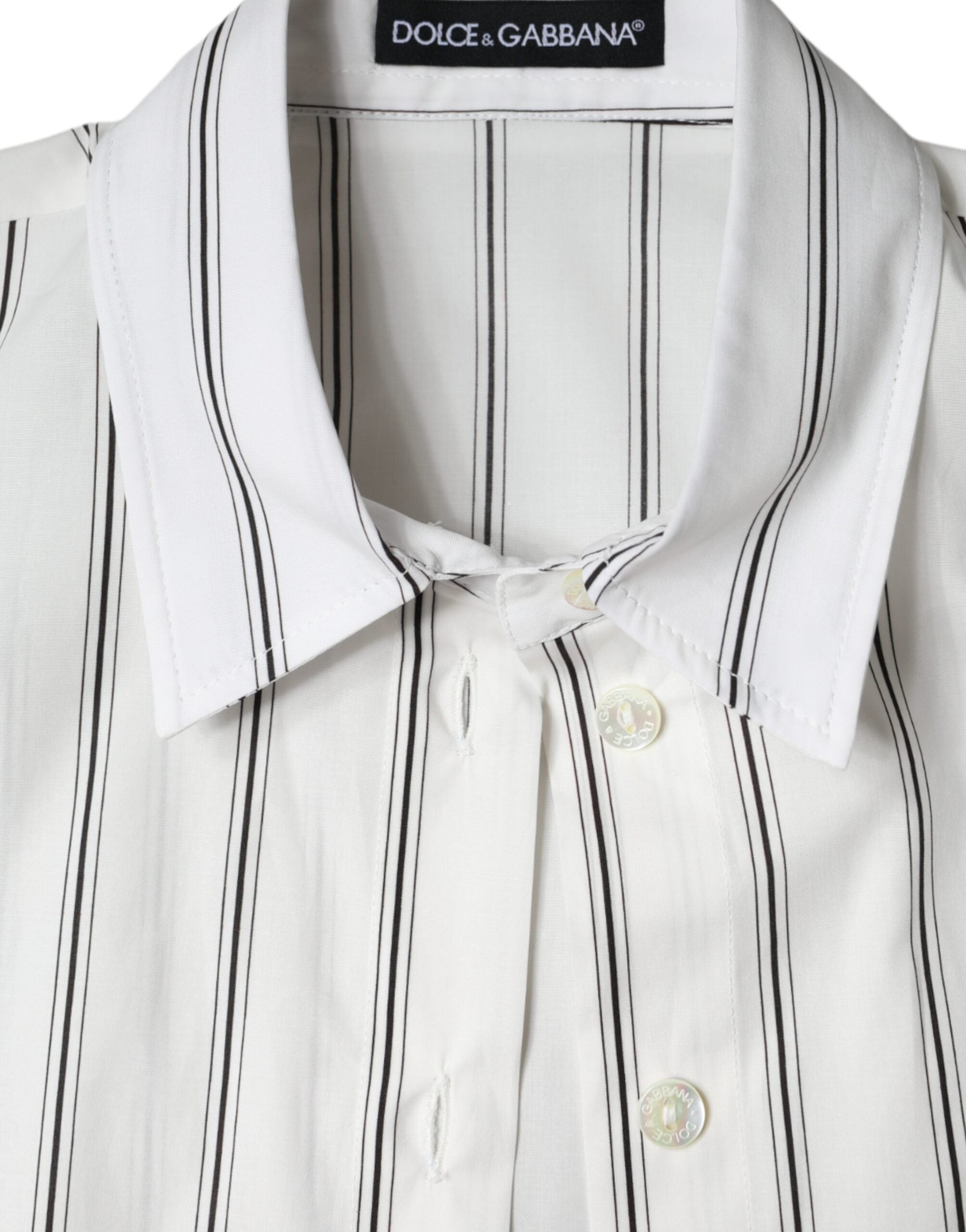 Dolce & Gabbana White striped short-sleeved polo shirt-6