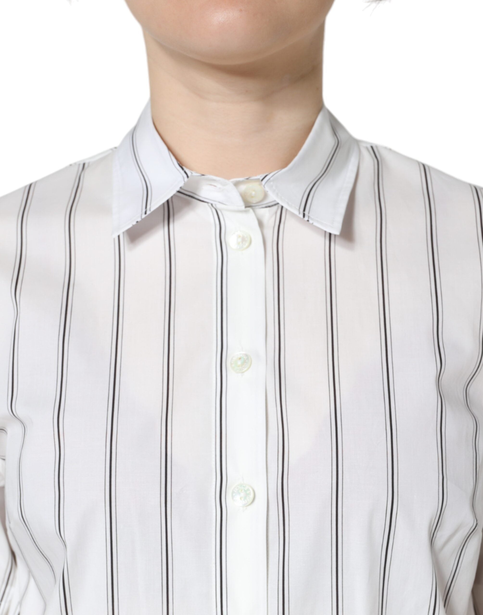 Dolce & Gabbana White striped short-sleeved polo shirt-7