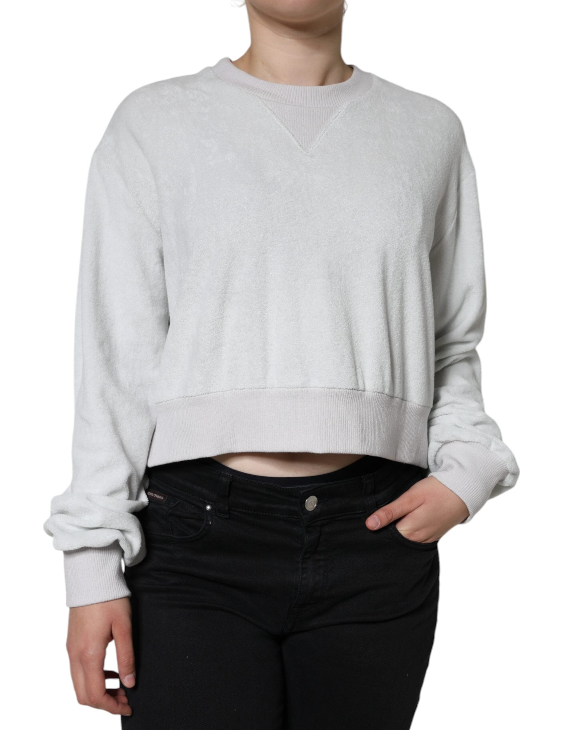 Dolce & Gabbana Weißer Nylon-Stretch-Pullover mit Rundhalsausschnitt-2