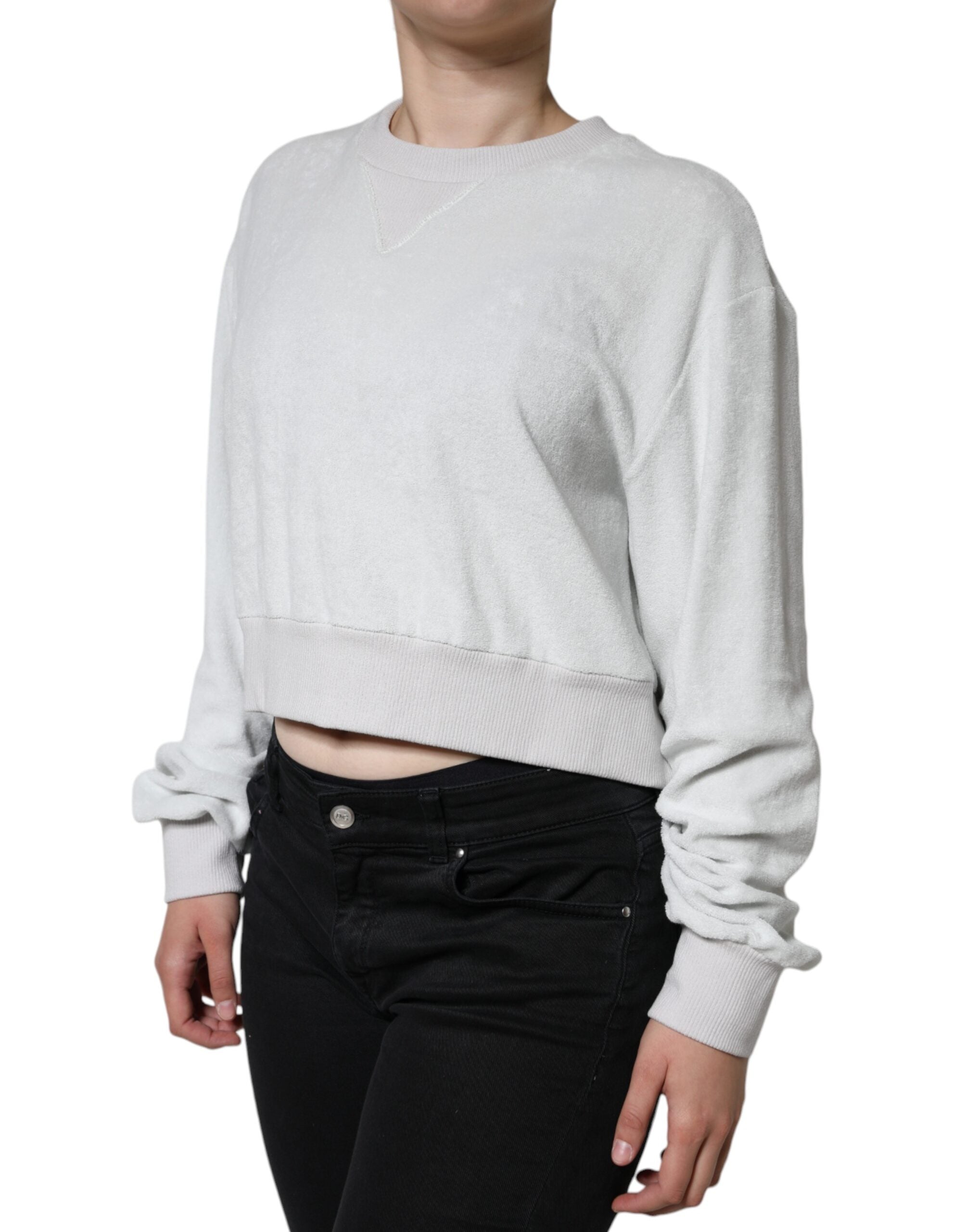 Dolce & Gabbana Weißer Nylon-Stretch-Pullover mit Rundhalsausschnitt-3
