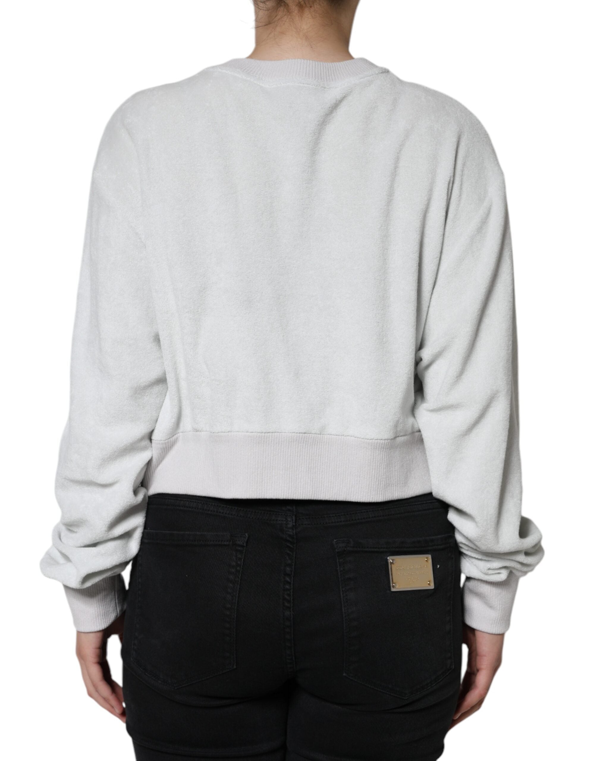 Dolce & Gabbana Weißer Nylon-Stretch-Pullover mit Rundhalsausschnitt-4