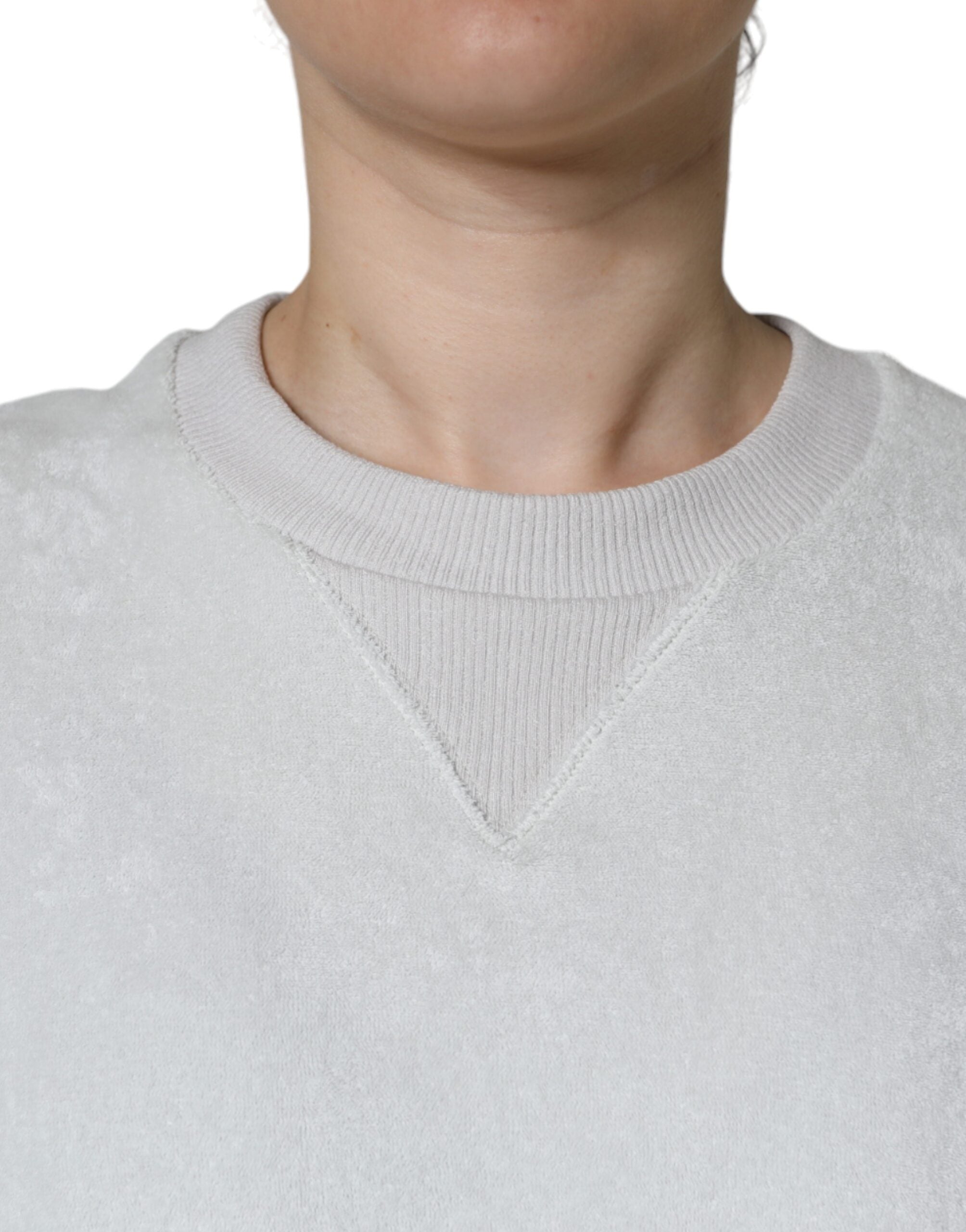 Dolce & Gabbana Weißer Nylon-Stretch-Pullover mit Rundhalsausschnitt-5