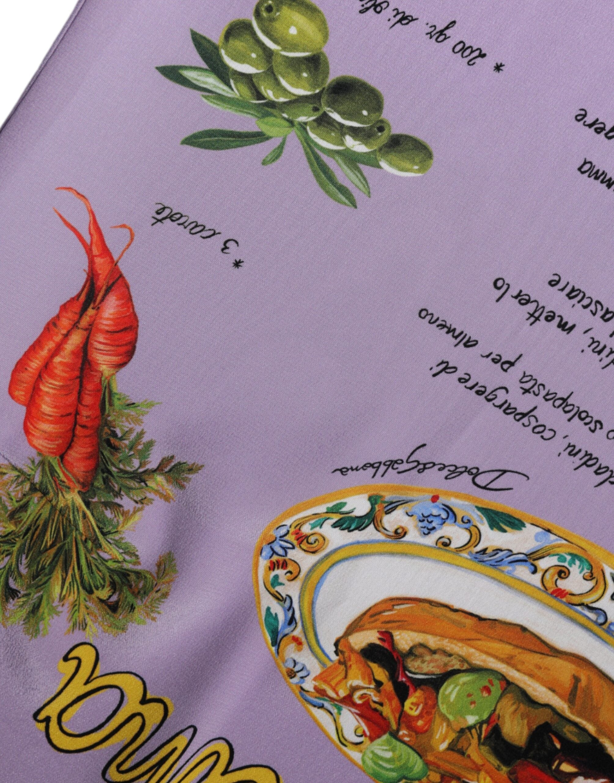 Dolce & Gabbana Camiseta sin mangas con estampado Caponata Siciliana de seda morada-6