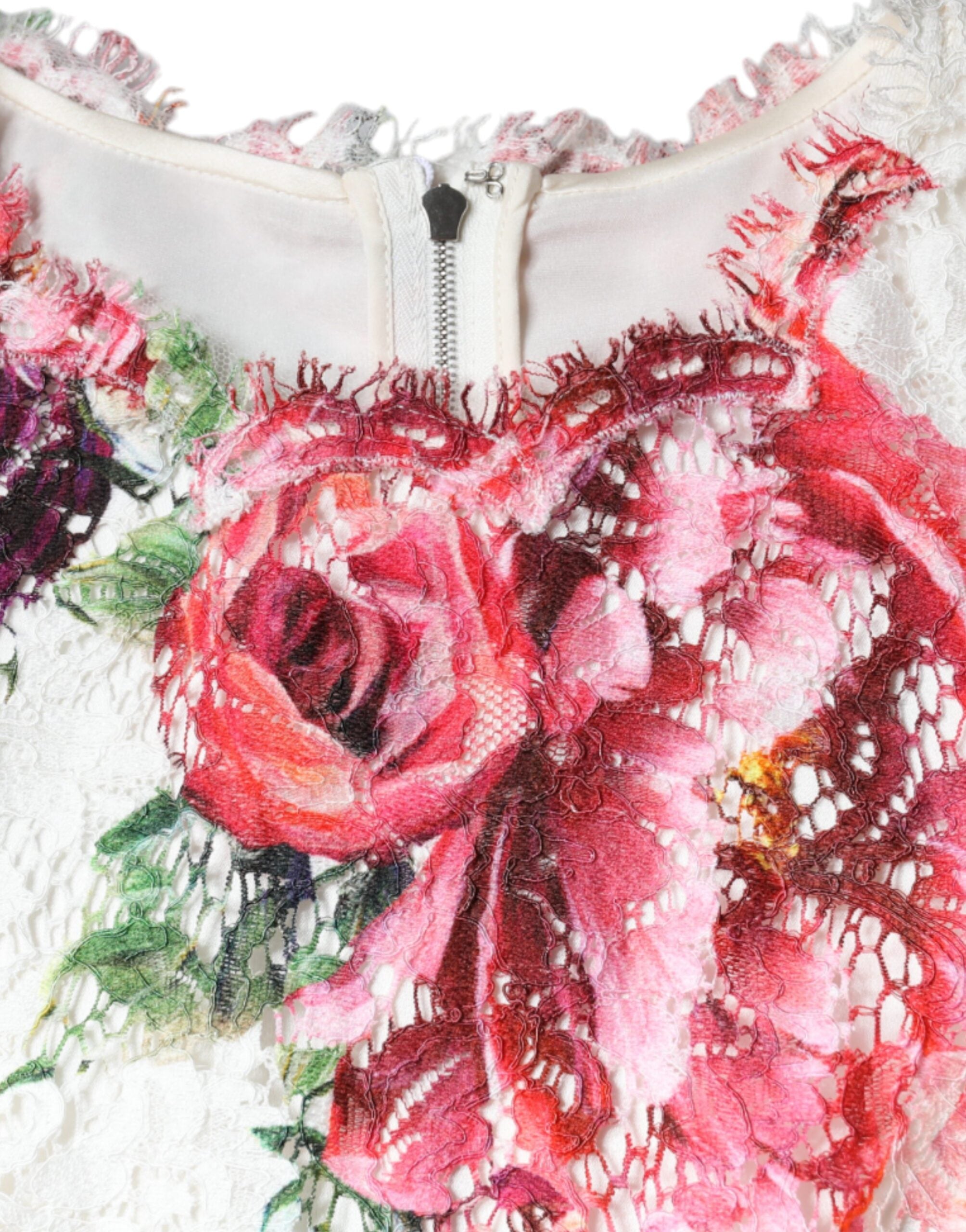 Dolce & Gabbana White Peony Lace Short Sleeve Blouse Top-6