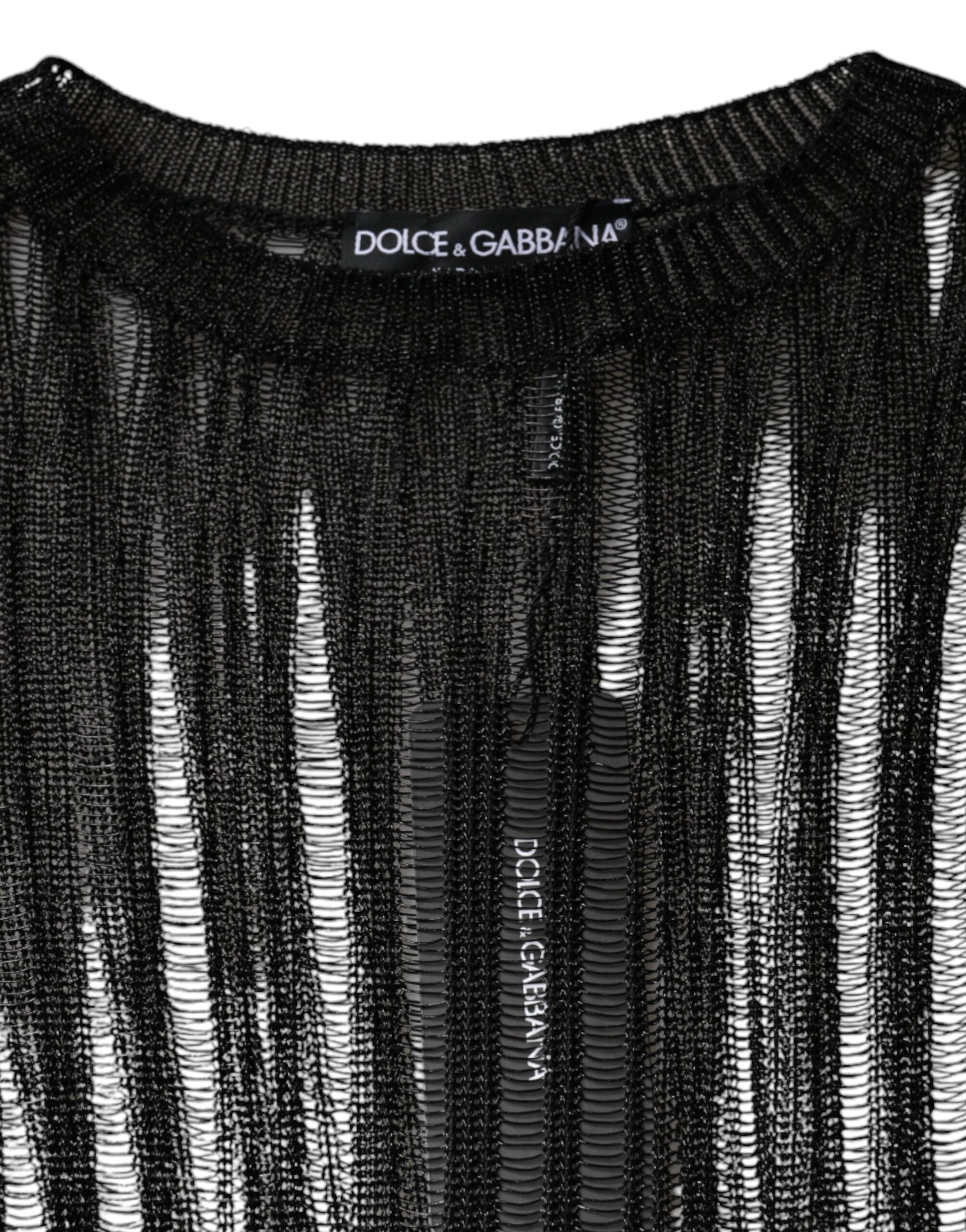 Dolce & Gabbana black striped see-through long-sleeved top-7