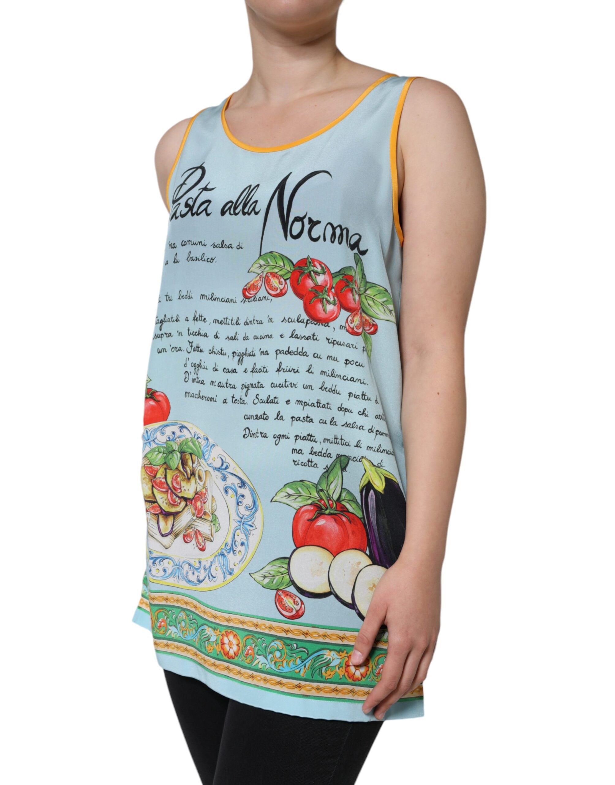 Dolce & Gabbana Camiseta sin mangas con estampado de pasta Alla Norma multicolor-3