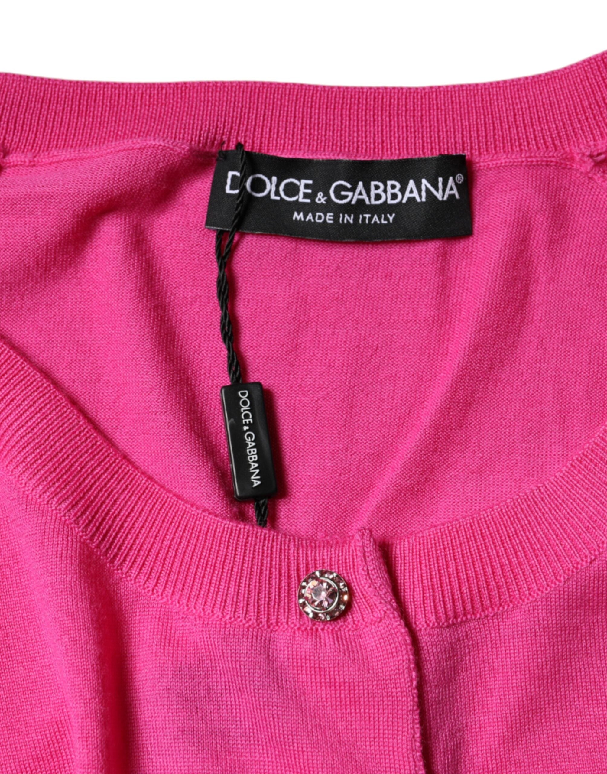 Dolce & Gabbana short-sleeved blouse top in pink wool with button placket-6