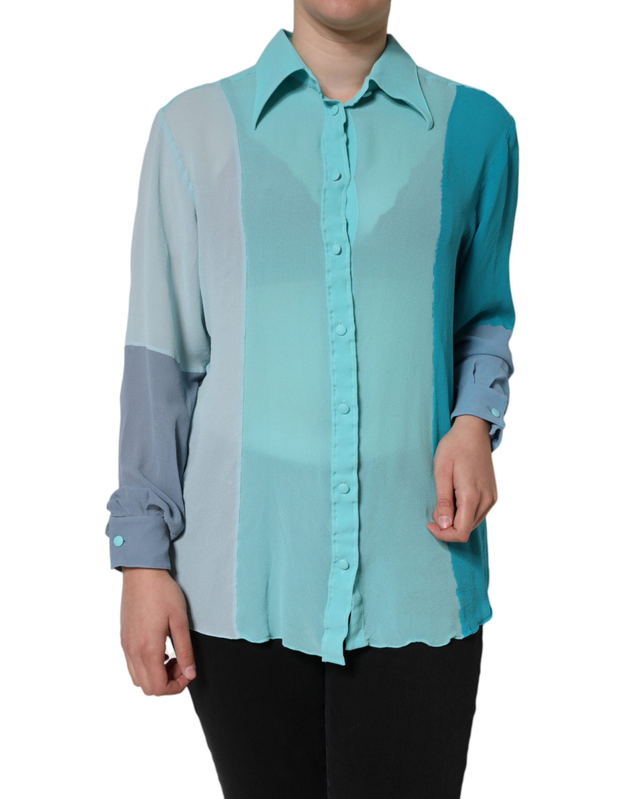 Dolce & Gabbana Multicolor Langarm-Knopfbluse Top-2