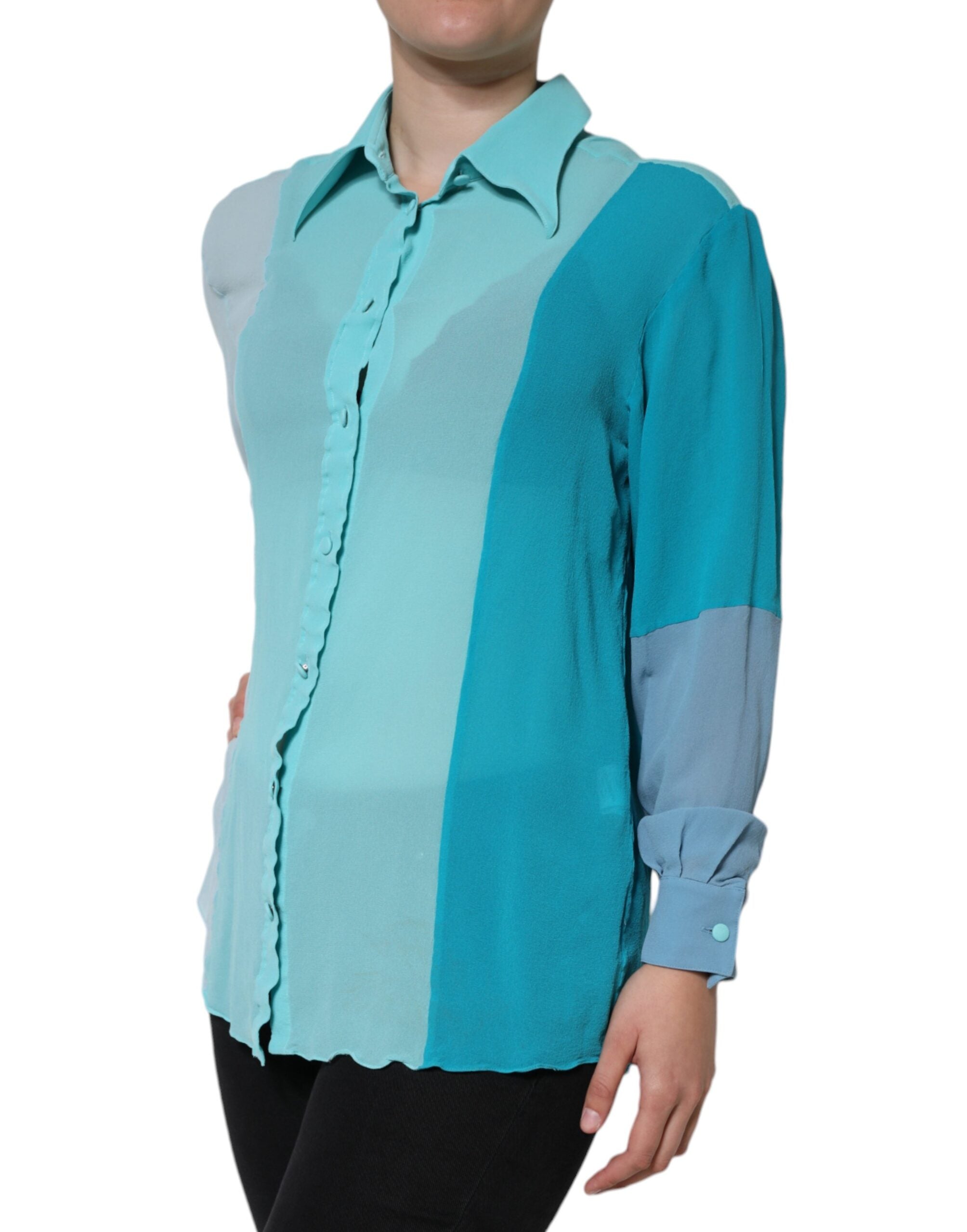 Dolce & Gabbana Multicolor Langarm-Knopfbluse Top-3