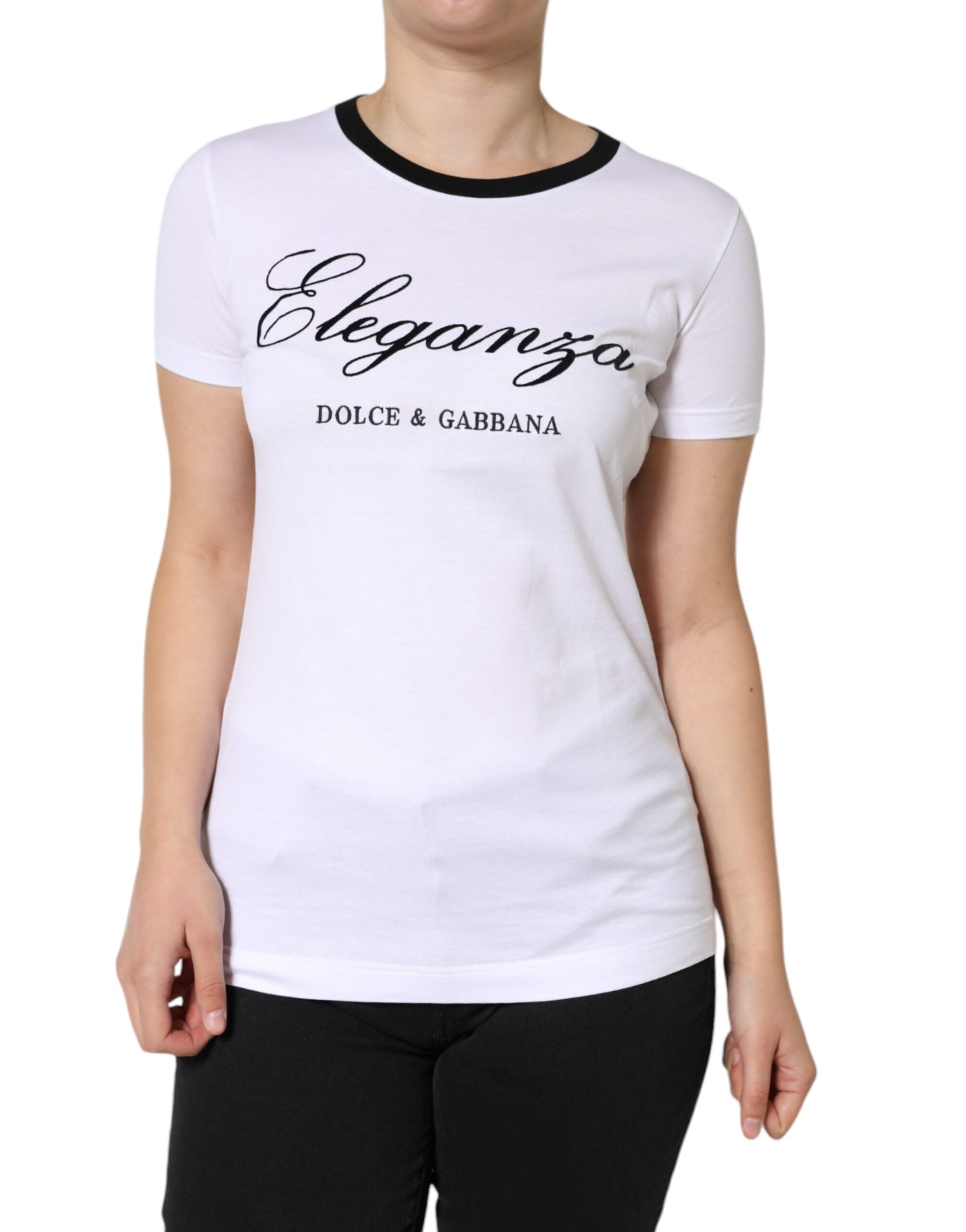 Camiseta de algodón de manga corta con estampado Eleganza en blanco de Dolce & Gabbana-2