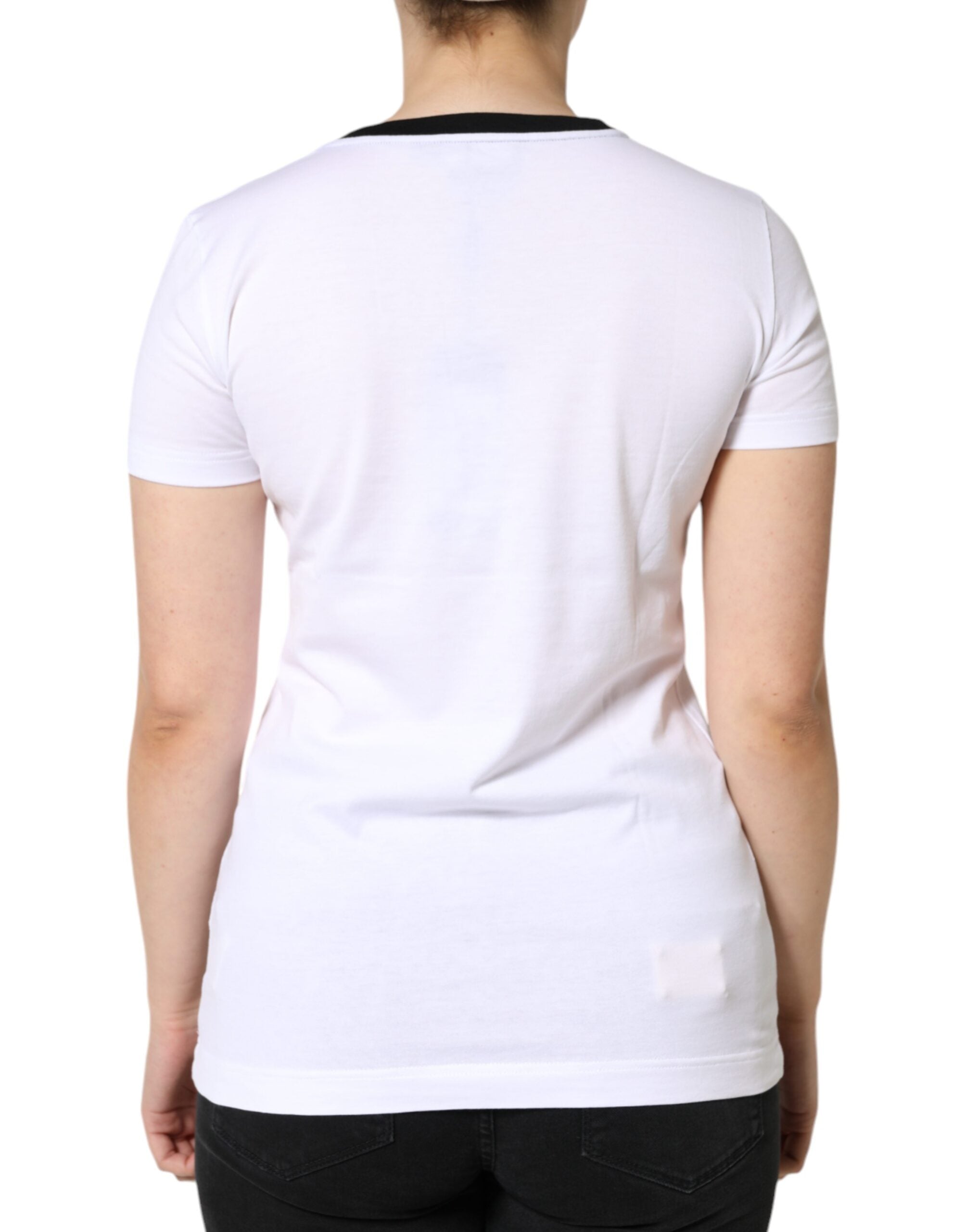 Camiseta de algodón de manga corta con estampado Eleganza en blanco de Dolce & Gabbana-4