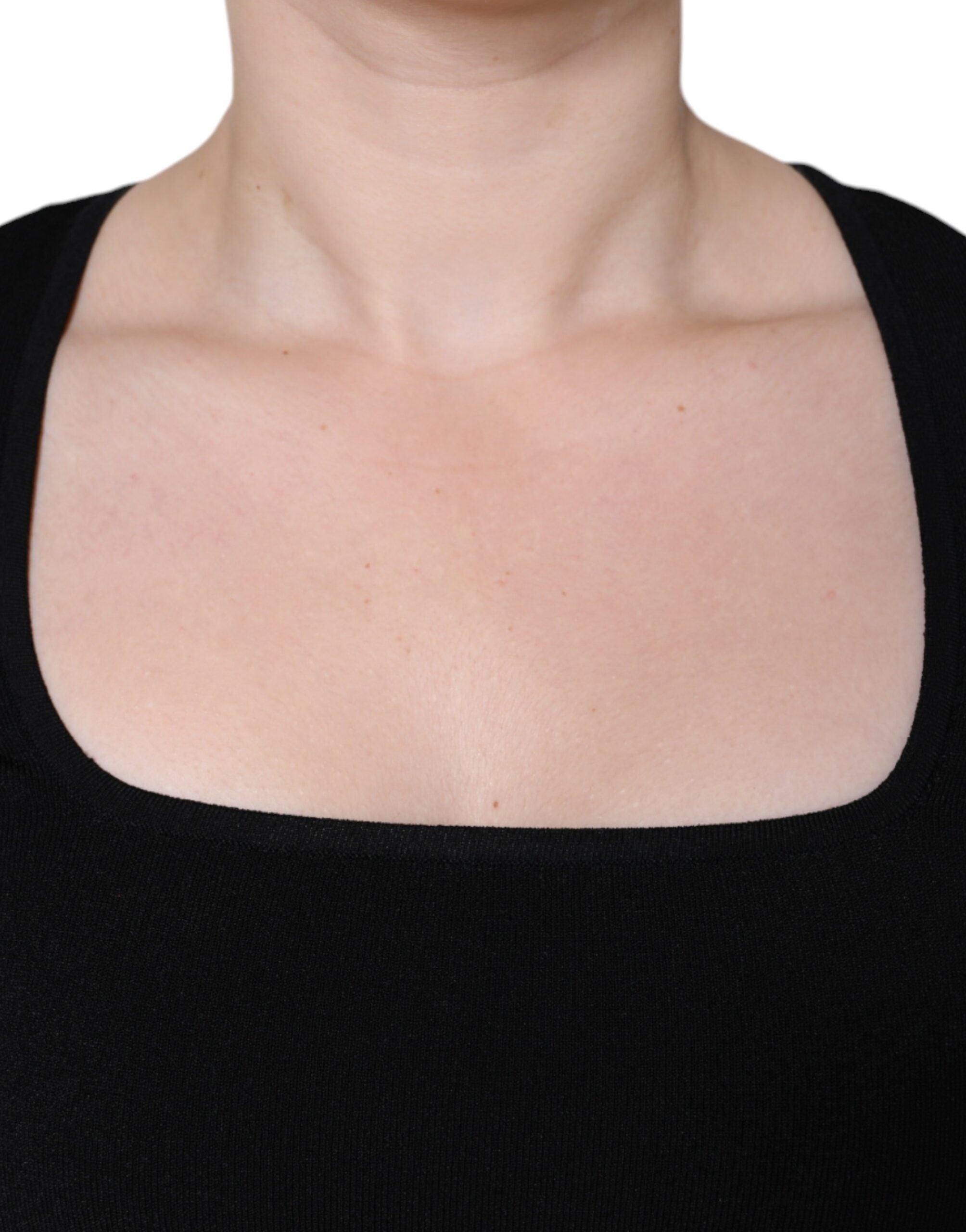 Blusa negra de manga larga con escote cuadrado de Dolce & Gabbana-5