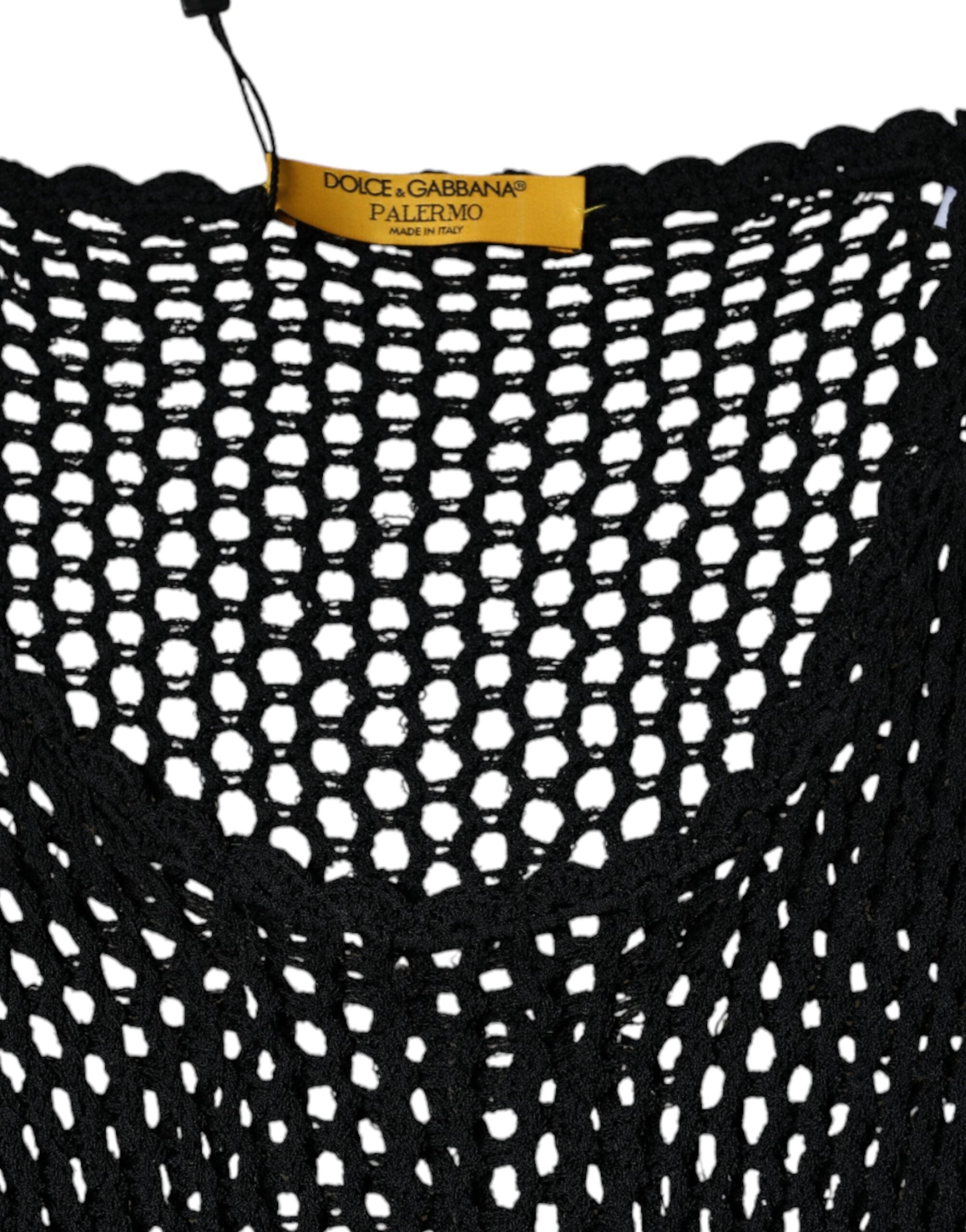 Dolce & Gabbana Schwarzes ärmelloses Tank-Top aus Mesh-6