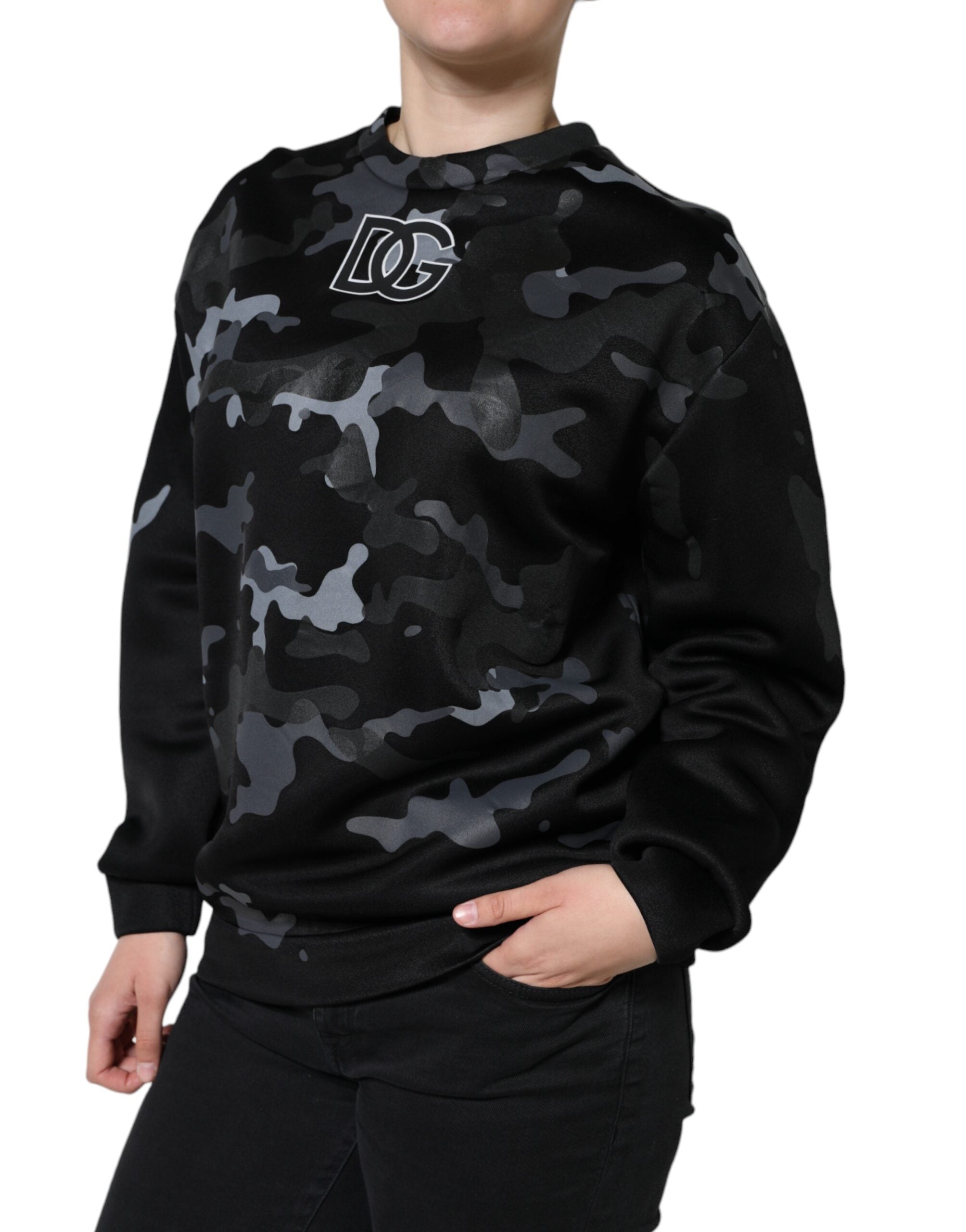 Sudadera con cuello redondo y estampado de camuflaje negro de Dolce & Gabbana-3