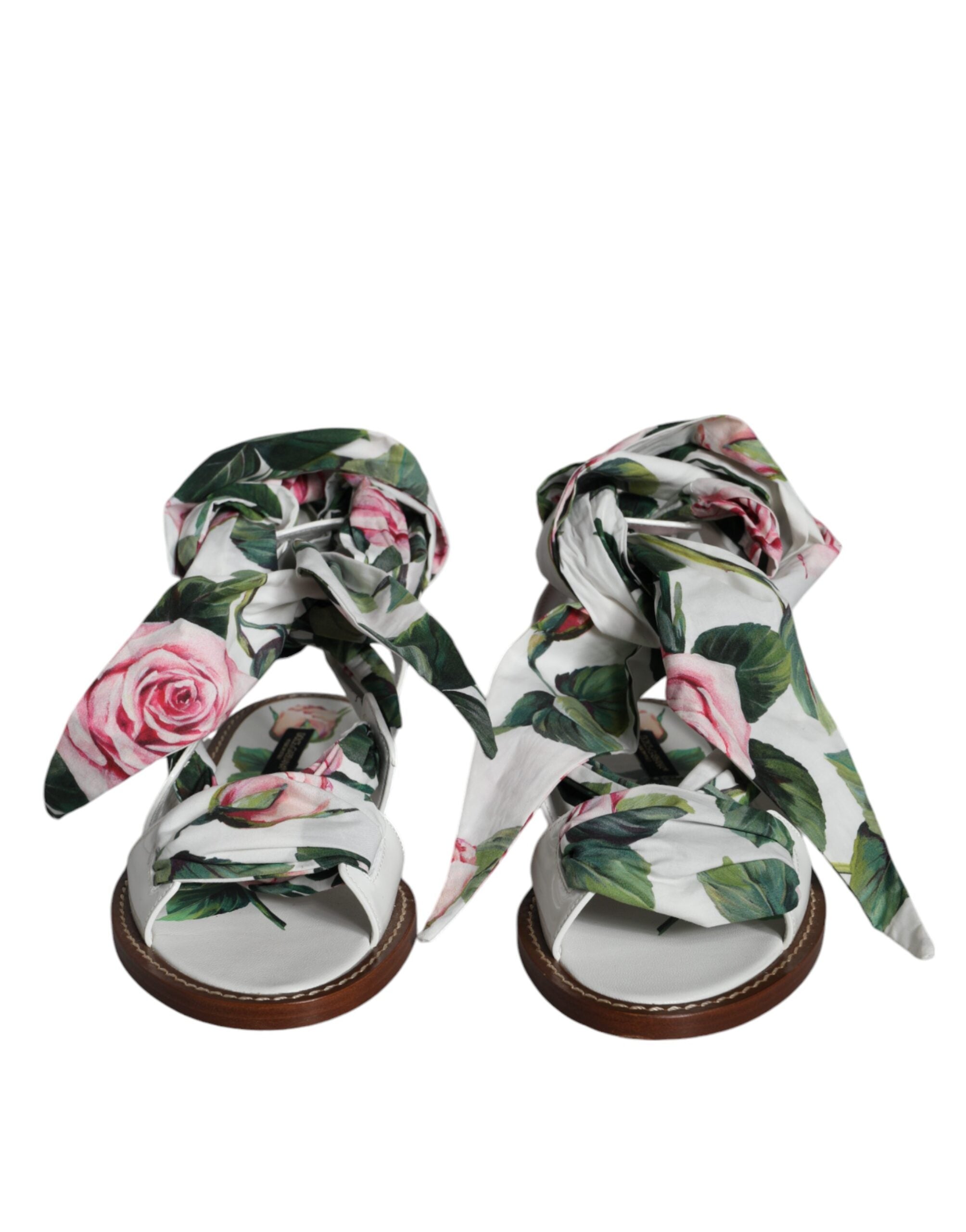 Dolce & Gabbana Multicolor Floral Print Ankle Wrap Sandals Shoes-2