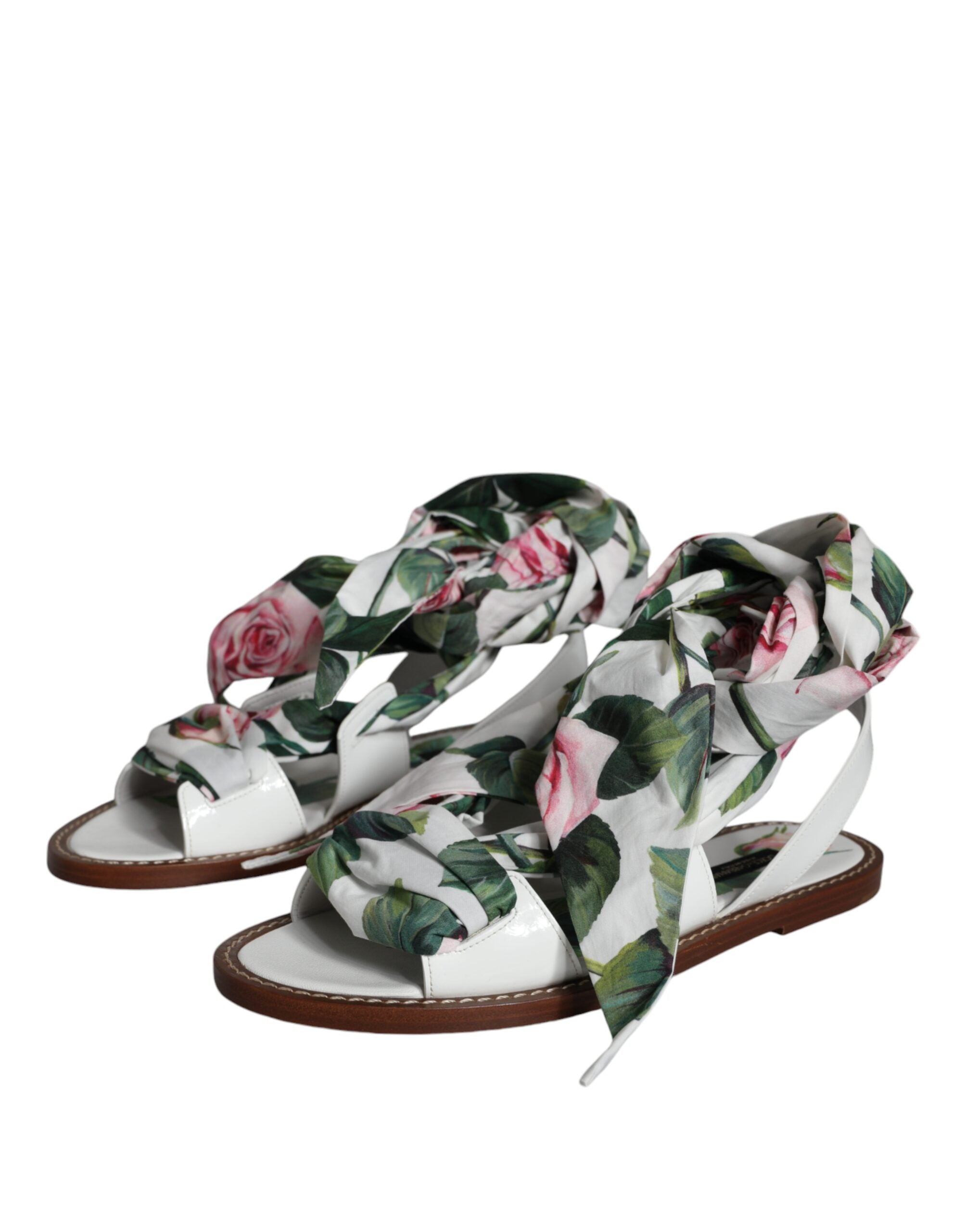 Dolce & Gabbana Multicolor Floral Print Ankle Wrap Sandals Shoes-3