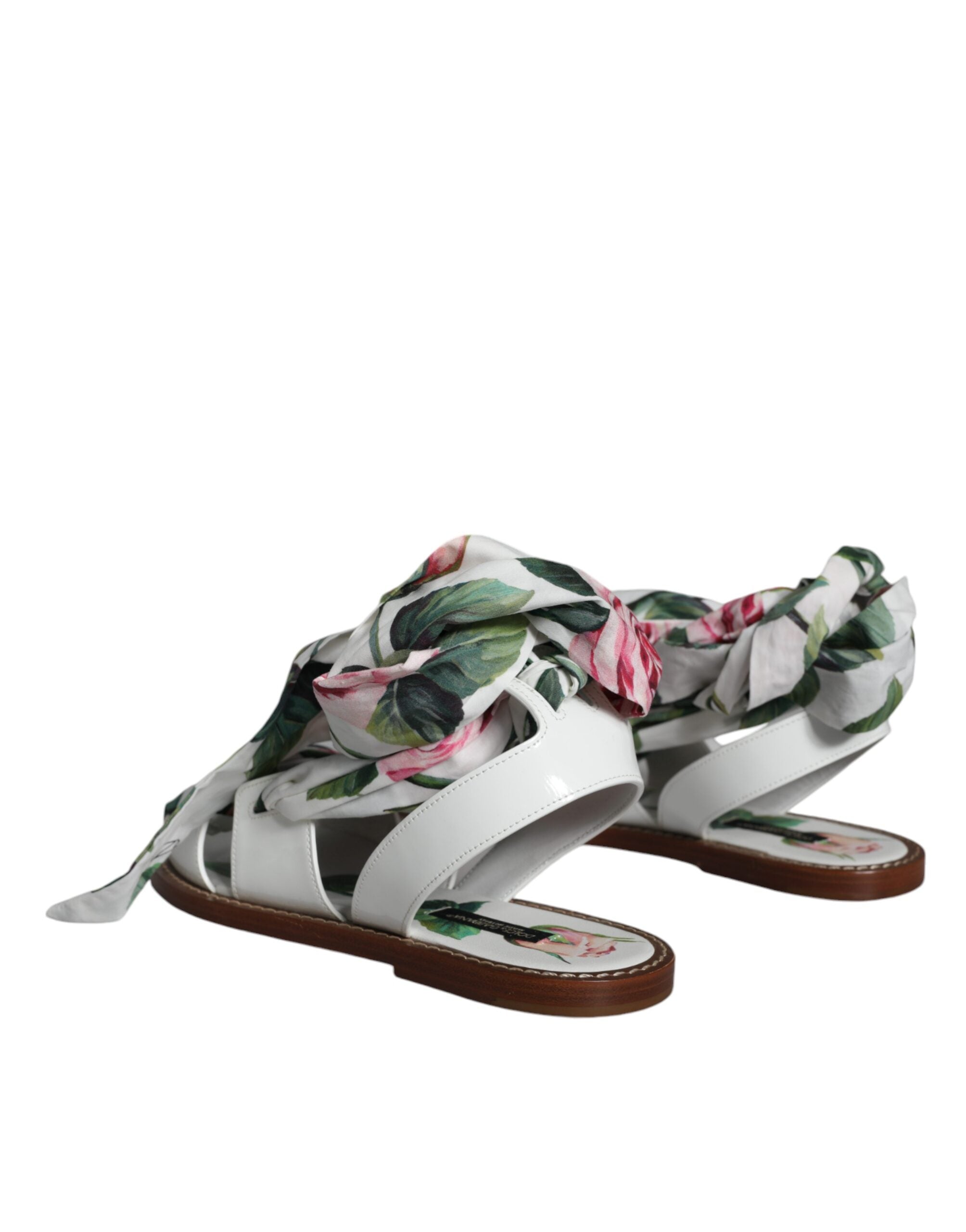 Dolce & Gabbana Multicolor Floral Print Ankle Wrap Sandals Shoes-4