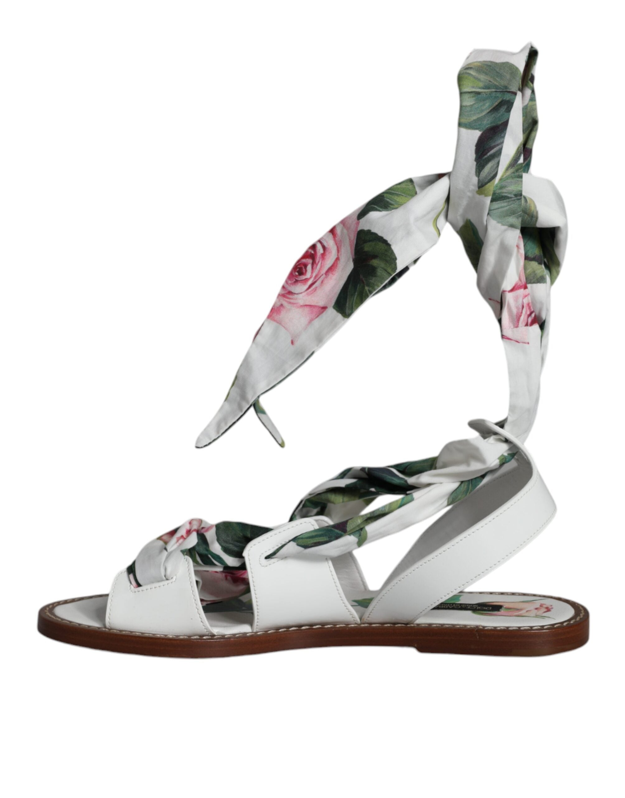 Dolce & Gabbana Multicolor Floral Print Ankle Wrap Sandals Shoes-5