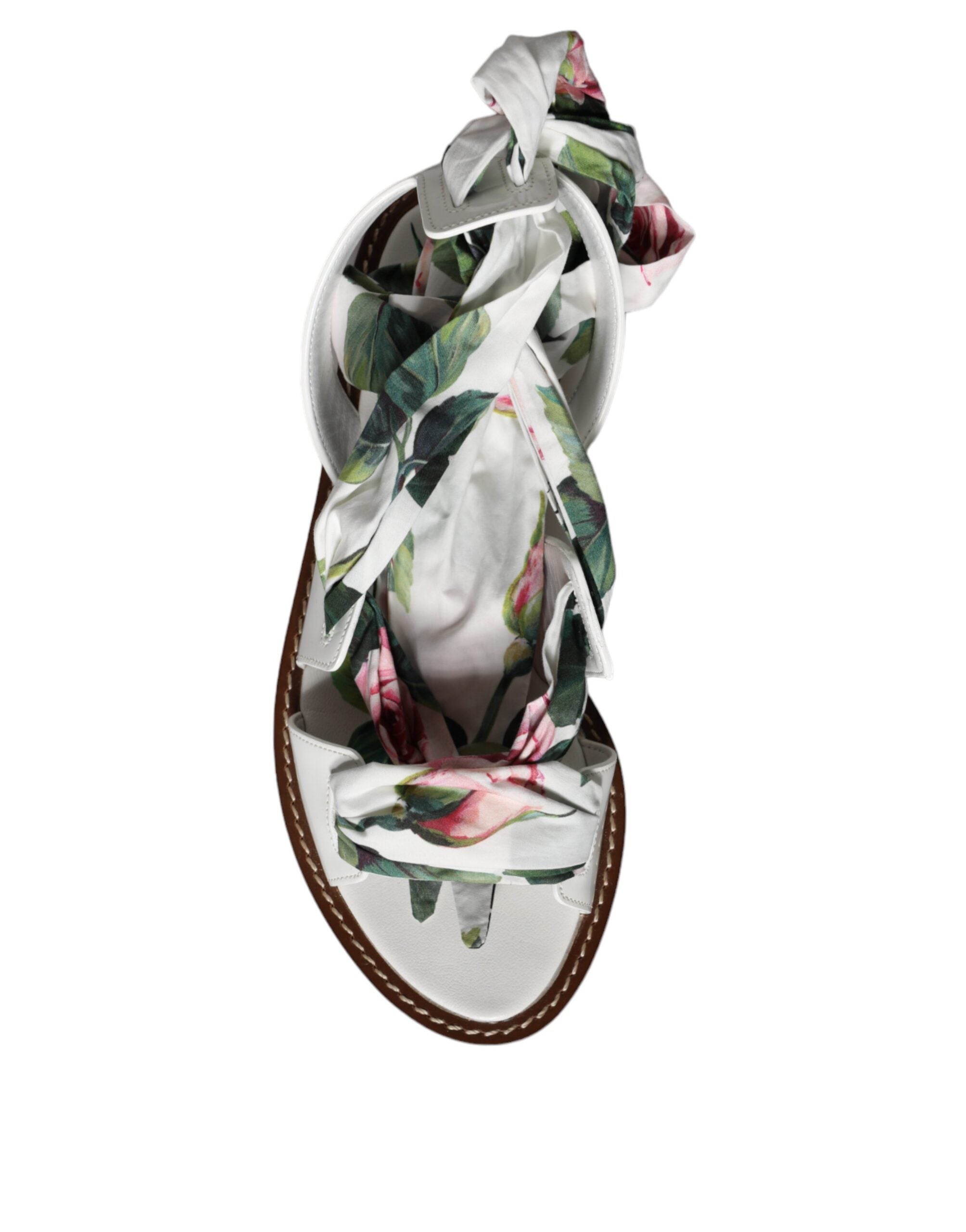 Dolce & Gabbana Multicolor Floral Print Ankle Wrap Sandals Shoes-6