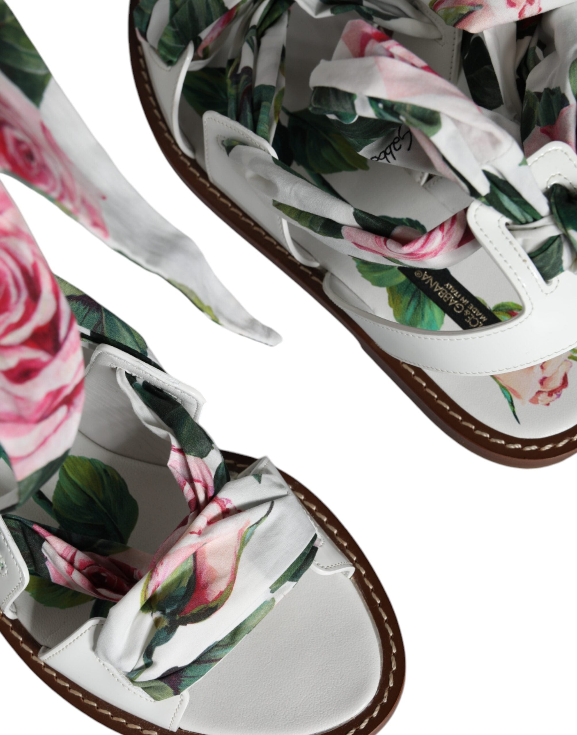 Dolce & Gabbana Multicolor Floral Print Ankle Wrap Sandals Shoes-7