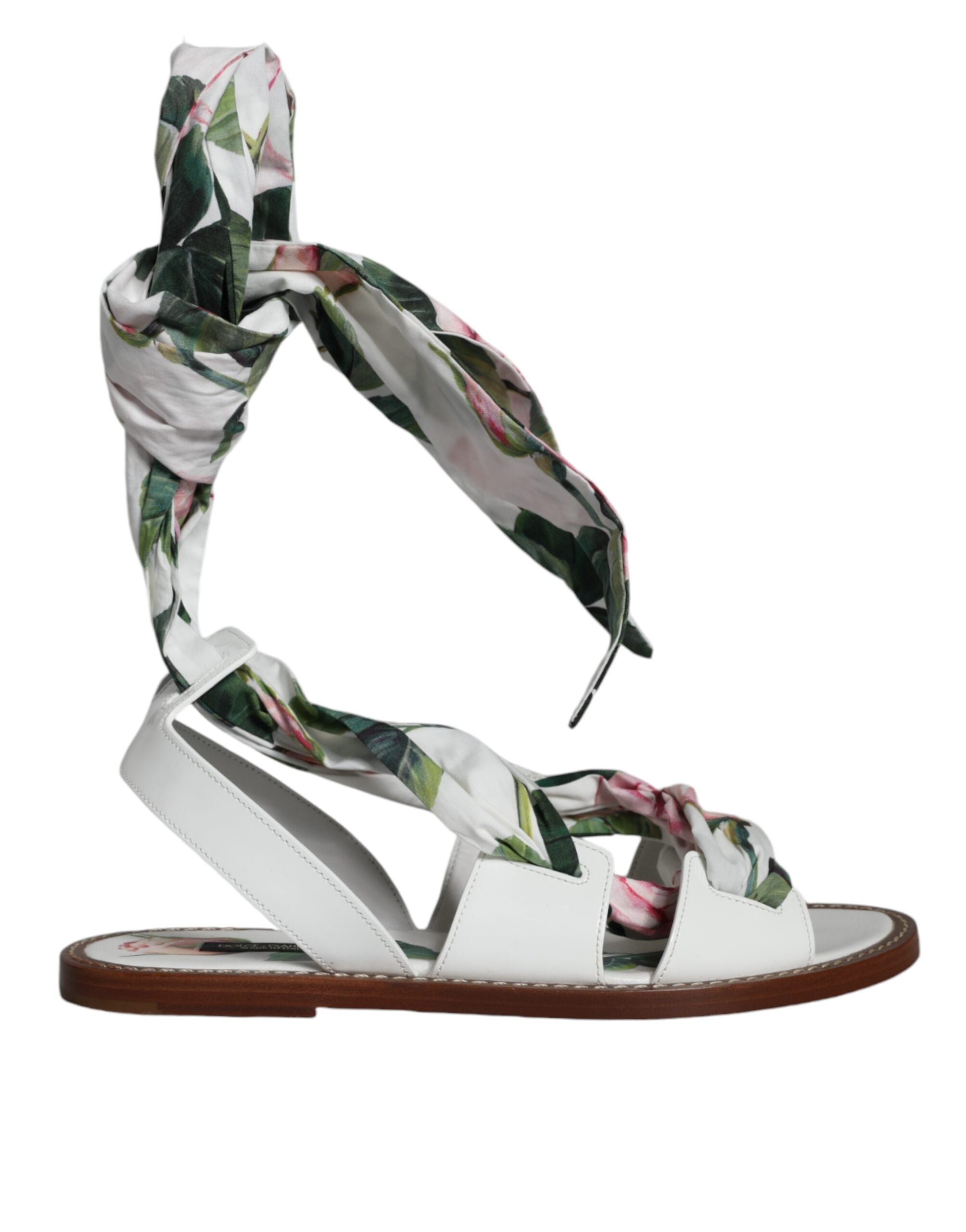 Dolce & Gabbana Multicolor Floral Print Ankle Wrap Sandals Shoes-8
