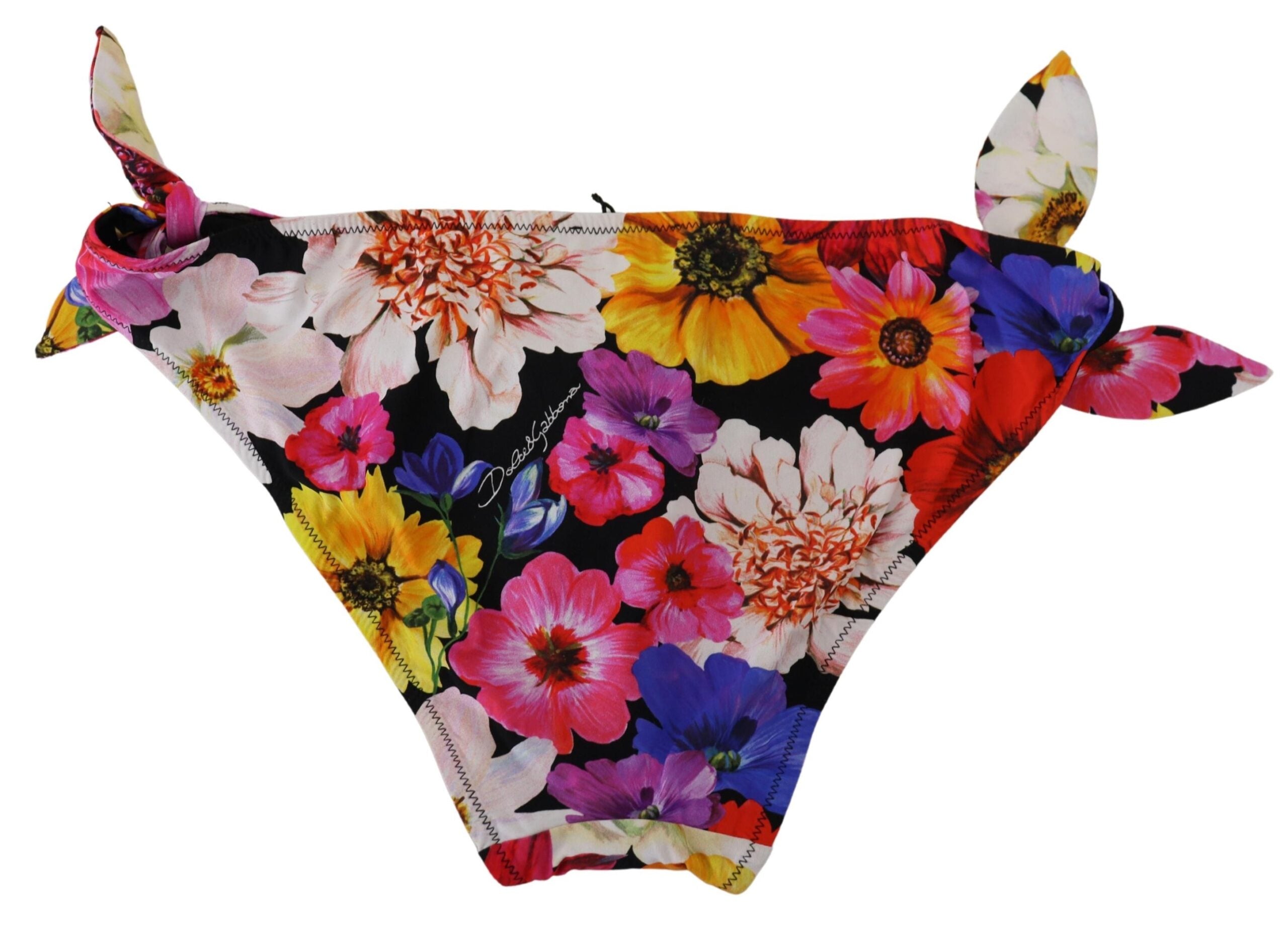 Dolce & Gabbana Black Floral Print Swimsuit Bikini Bottom Swimwear-3