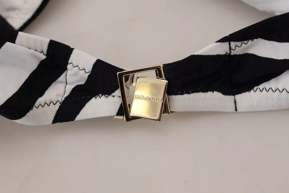 Dolce & Gabbana Black and White Zebra Bandeau Bikini Top-5