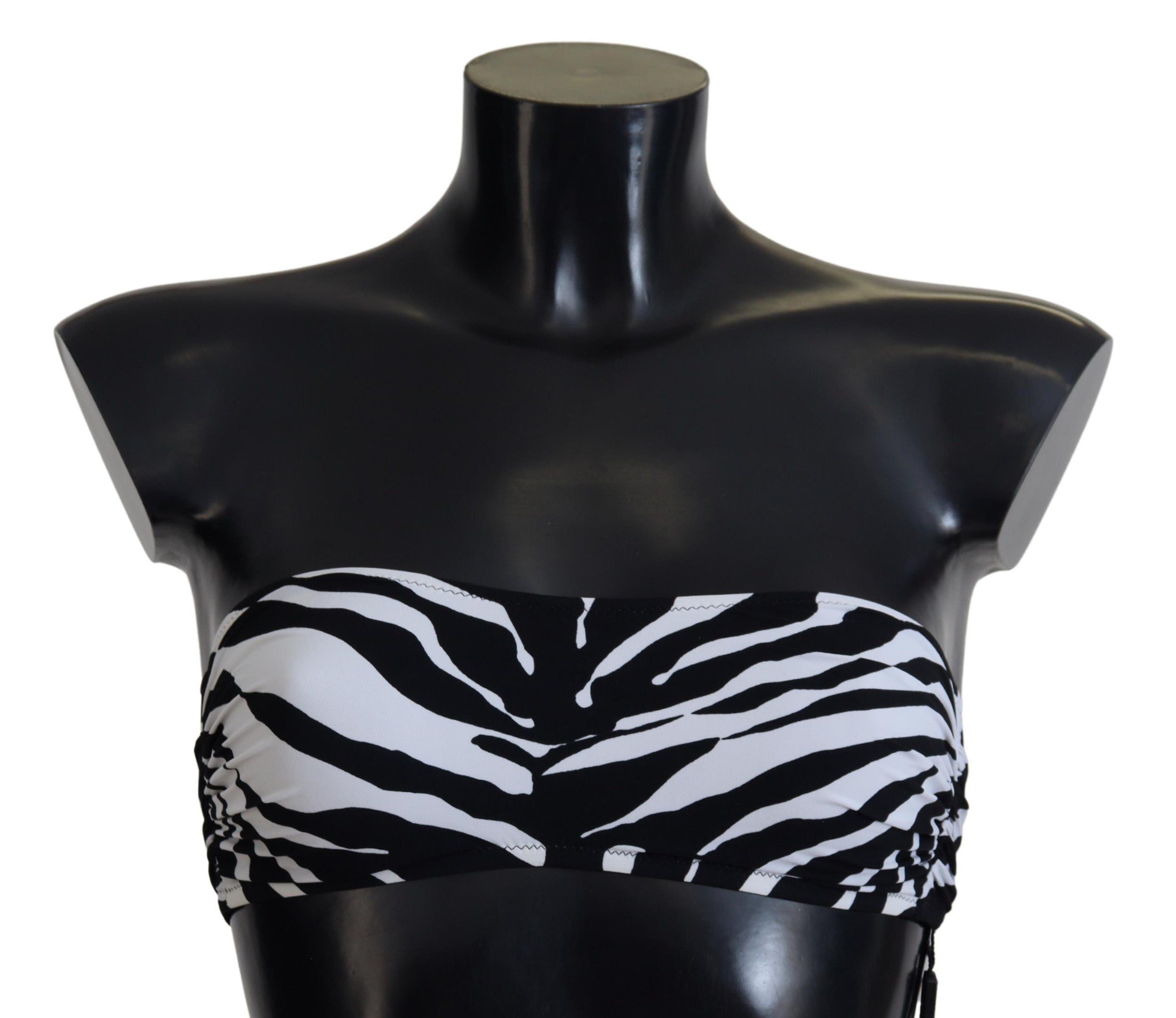 Dolce & Gabbana Black and White Zebra Bandeau Bikini Top-2