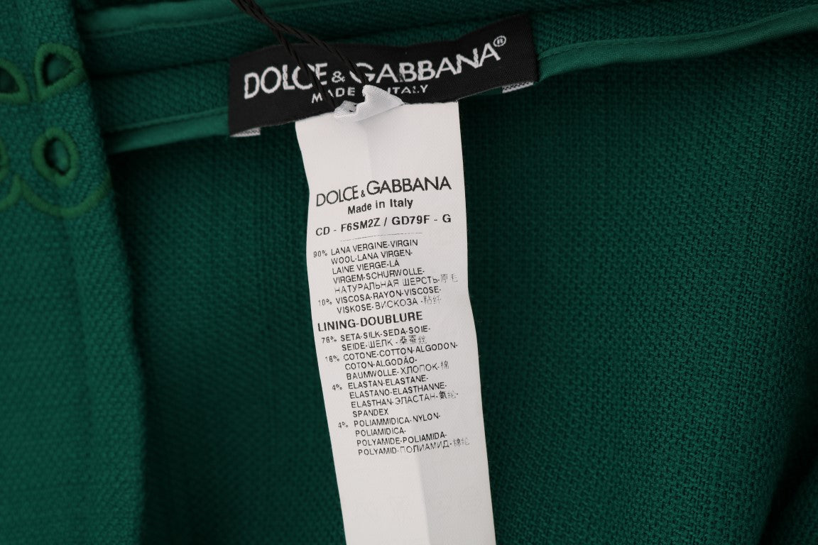 Dolce & Gabbana Grünes Kleid mit Blumenausschnitt aus Seidenwolle-8