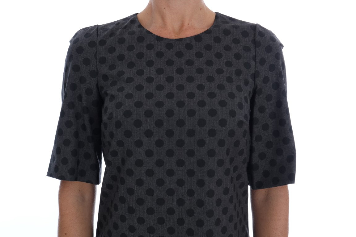 Dolce & Gabbana grey polka dot stretch wool dress-4
